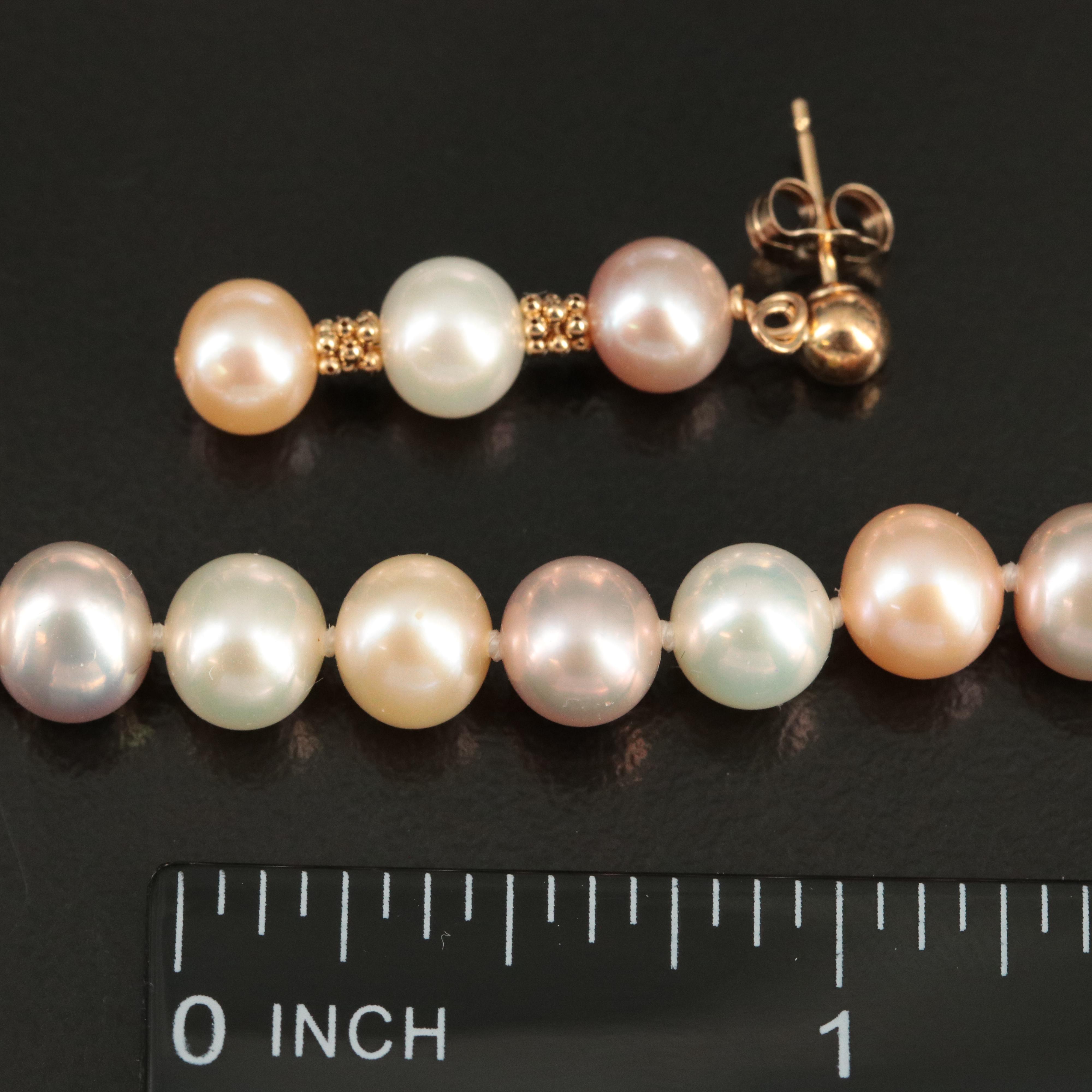 Pearl Jewelry Set with 14K Closures and Accents