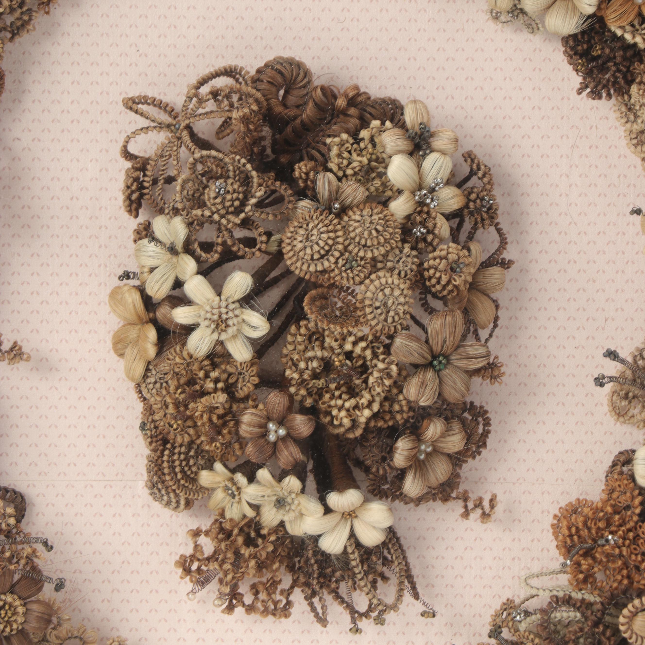 Victorian Mourning Hair Wreath, Mid to Late 19th Century