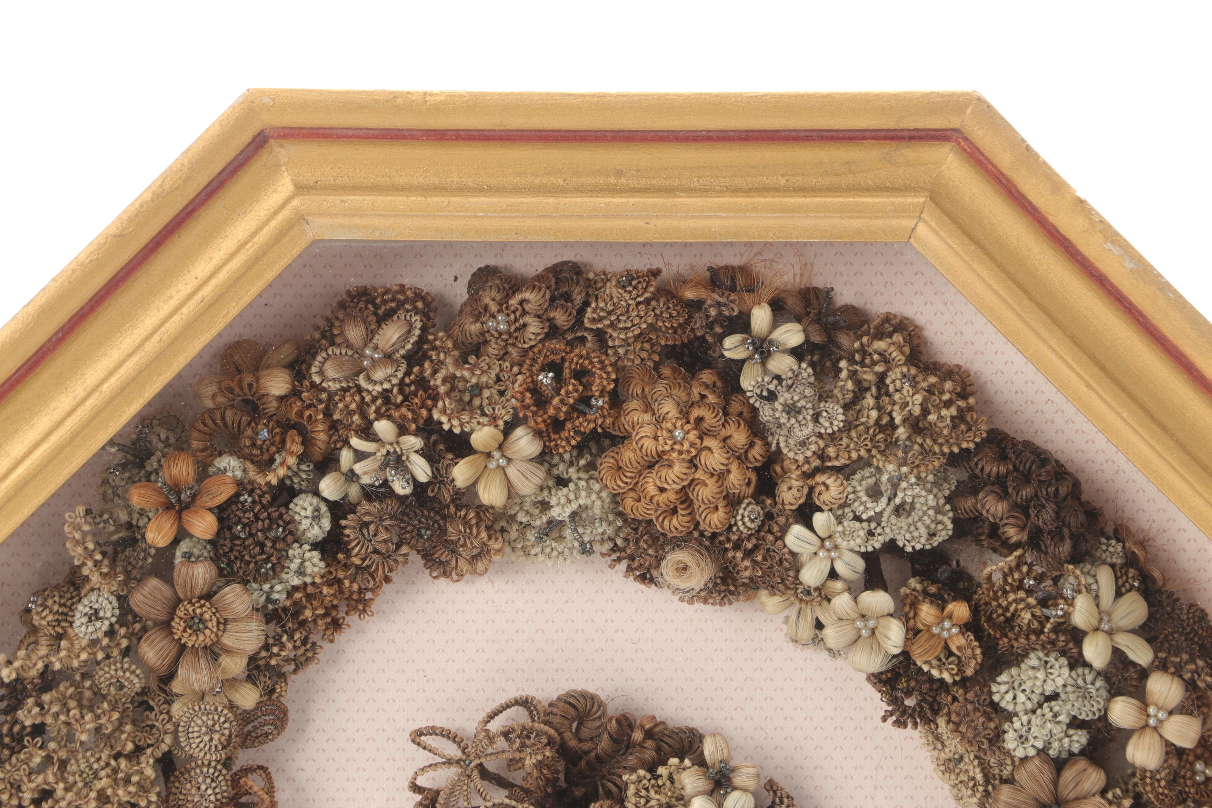 Victorian Mourning Hair Wreath, Mid to Late 19th Century