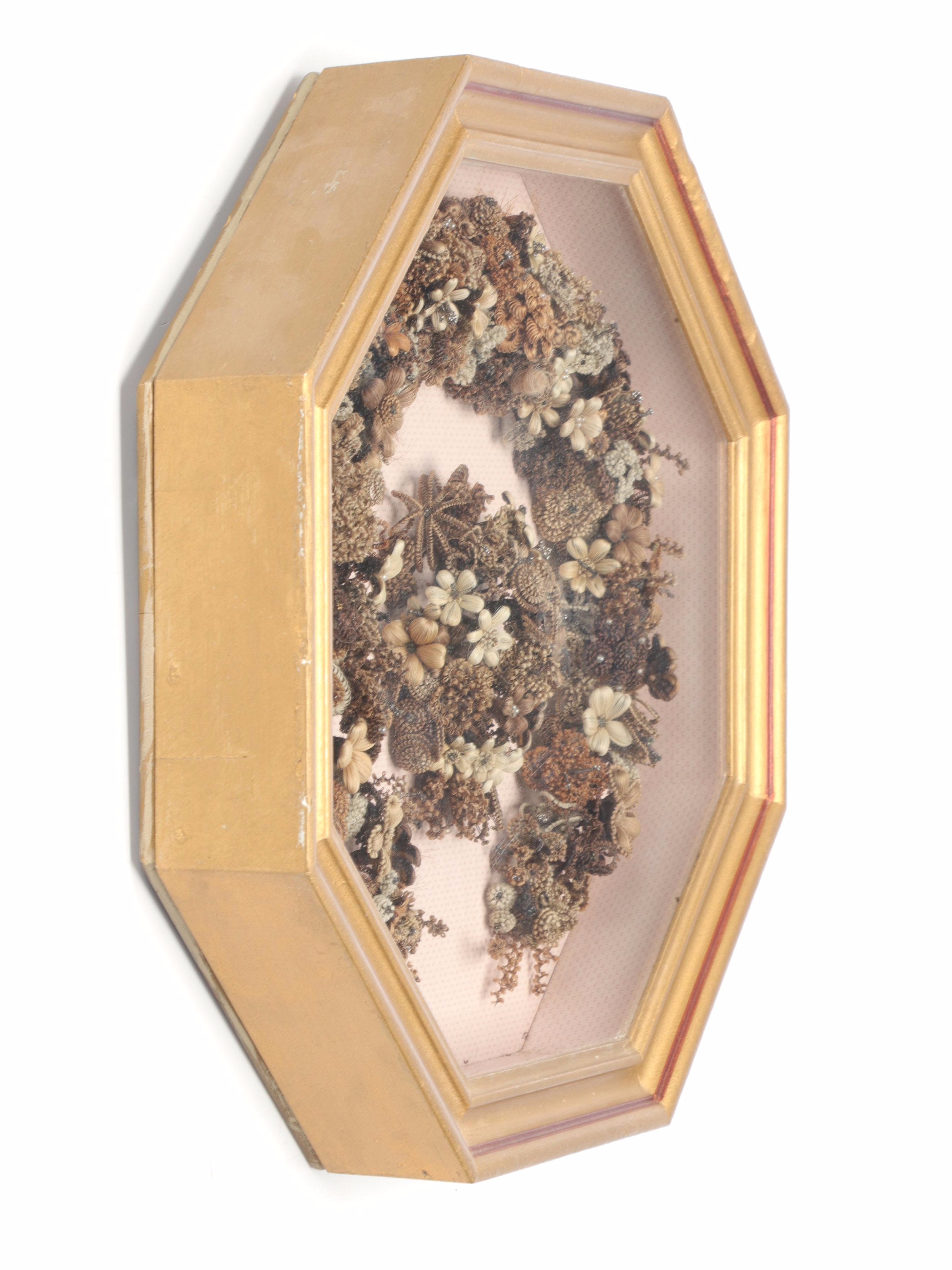 Victorian Mourning Hair Wreath, Mid to Late 19th Century