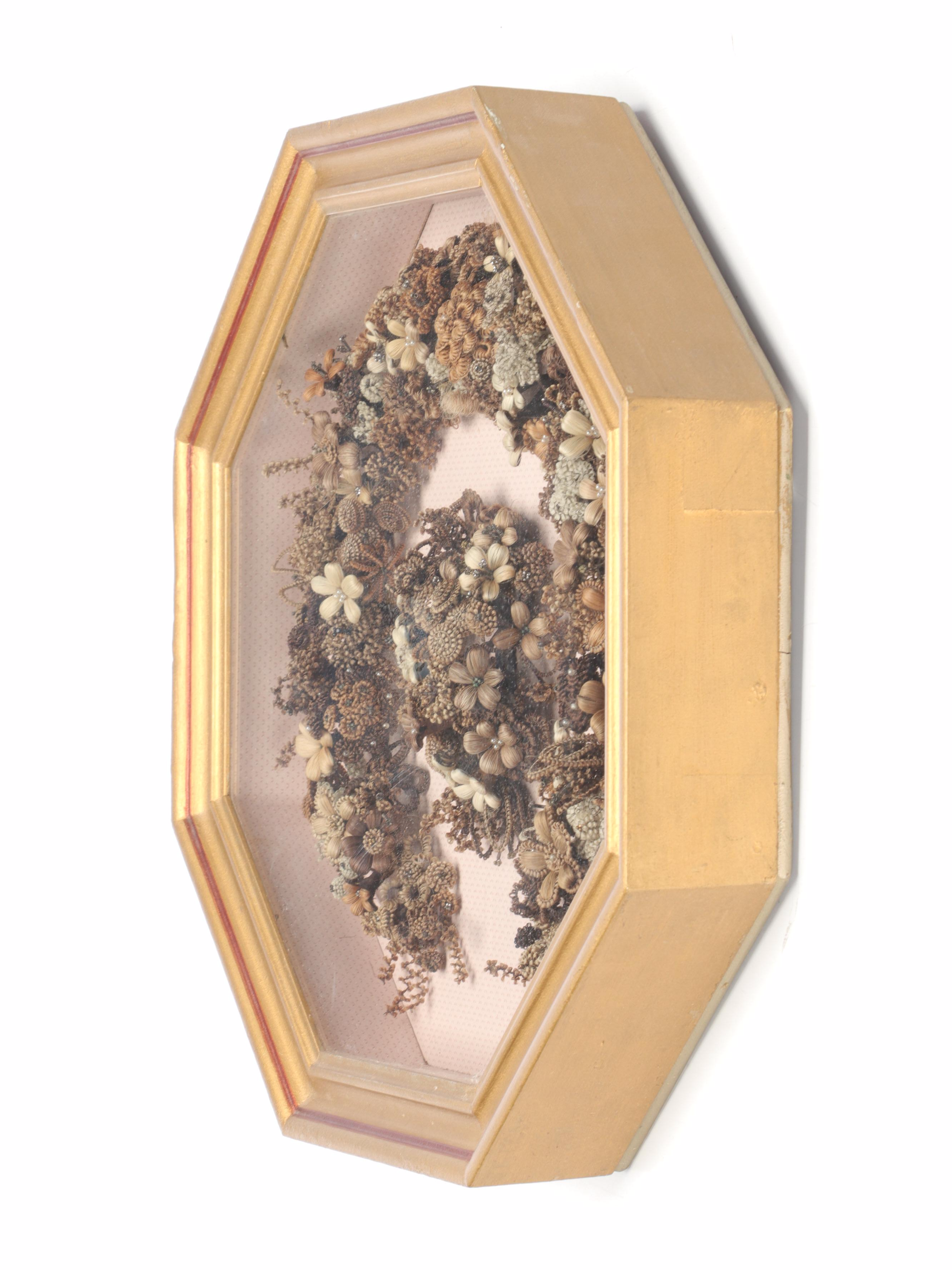 Victorian Mourning Hair Wreath, Mid to Late 19th Century