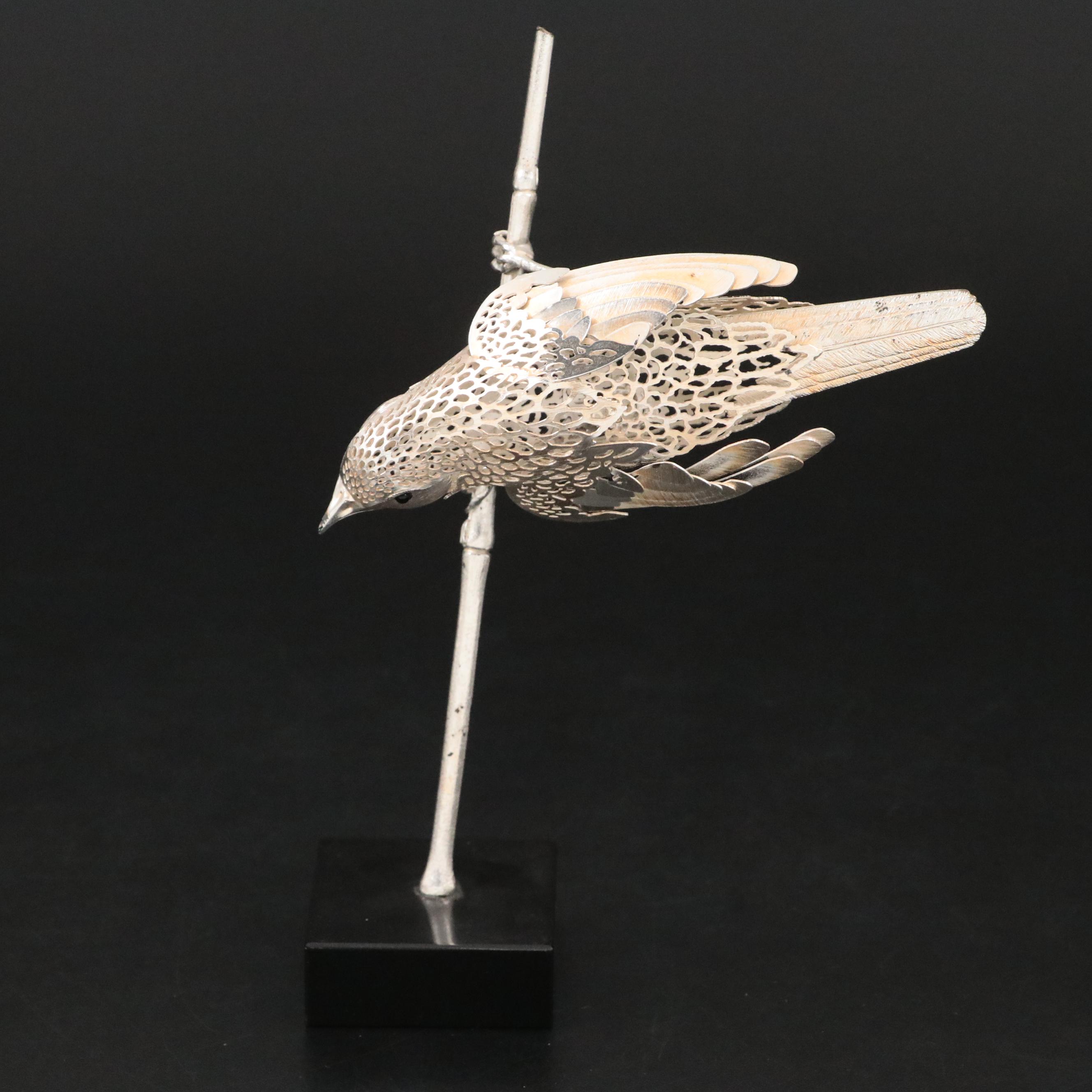 Christofle Openwork Silver Plate Bird Figurine