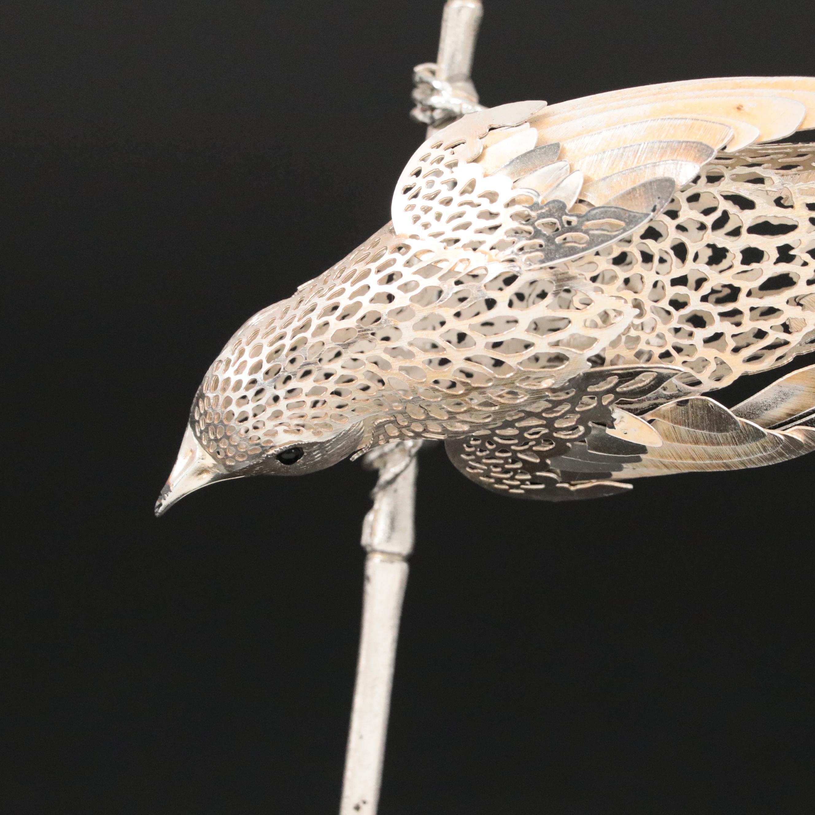 Christofle Openwork Silver Plate Bird Figurine