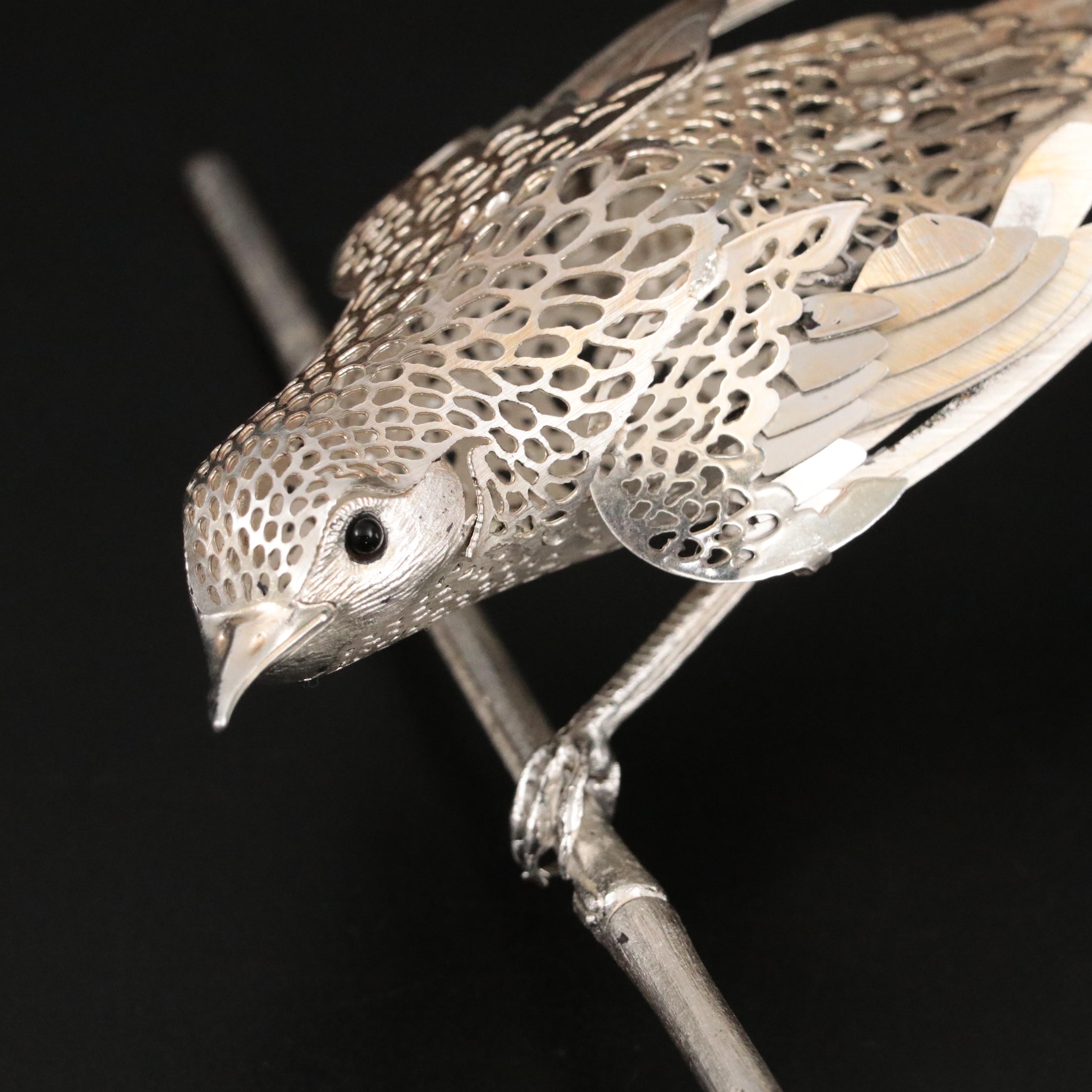 Christofle Openwork Silver Plate Bird Figurine
