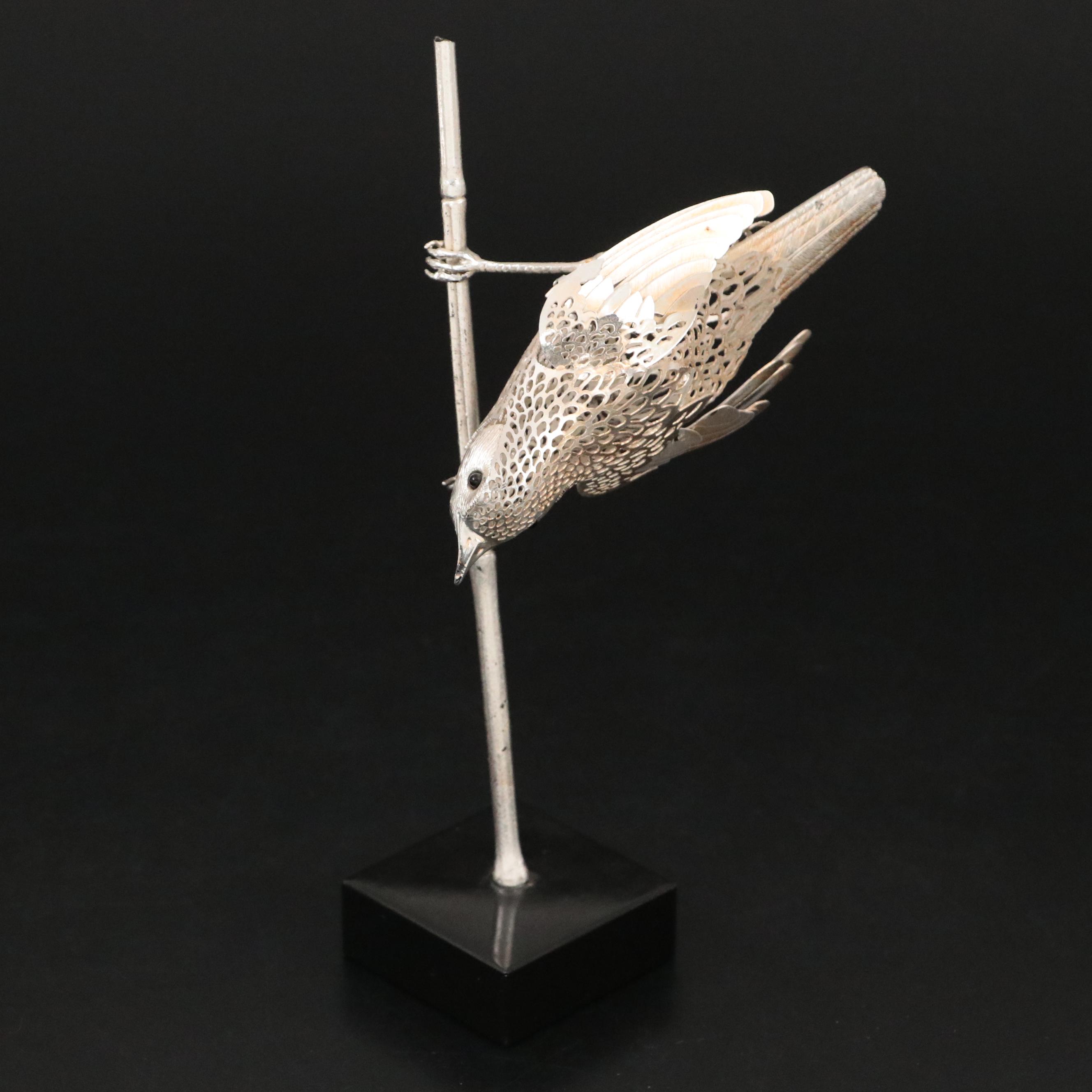 Christofle Openwork Silver Plate Bird Figurine