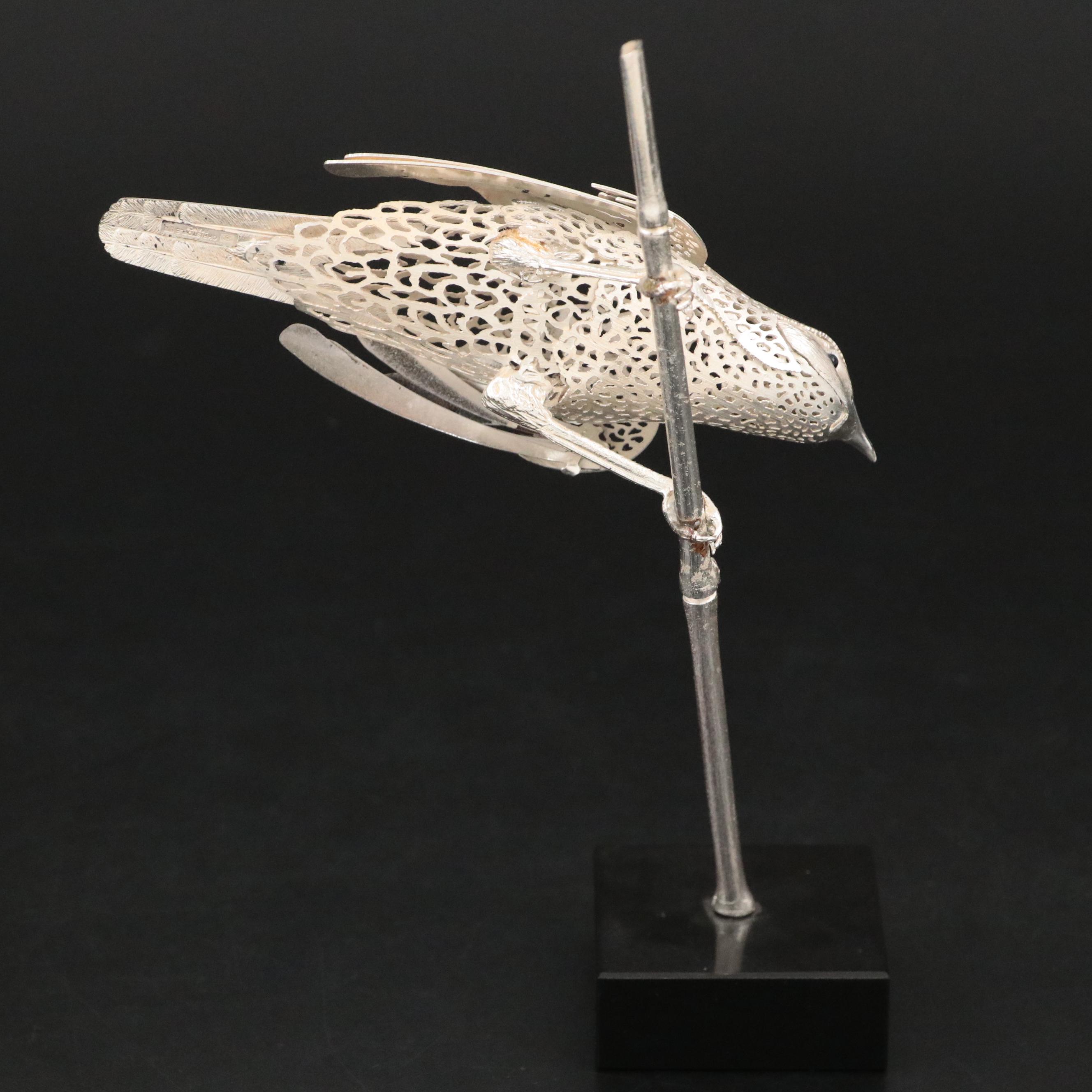 Christofle Openwork Silver Plate Bird Figurine