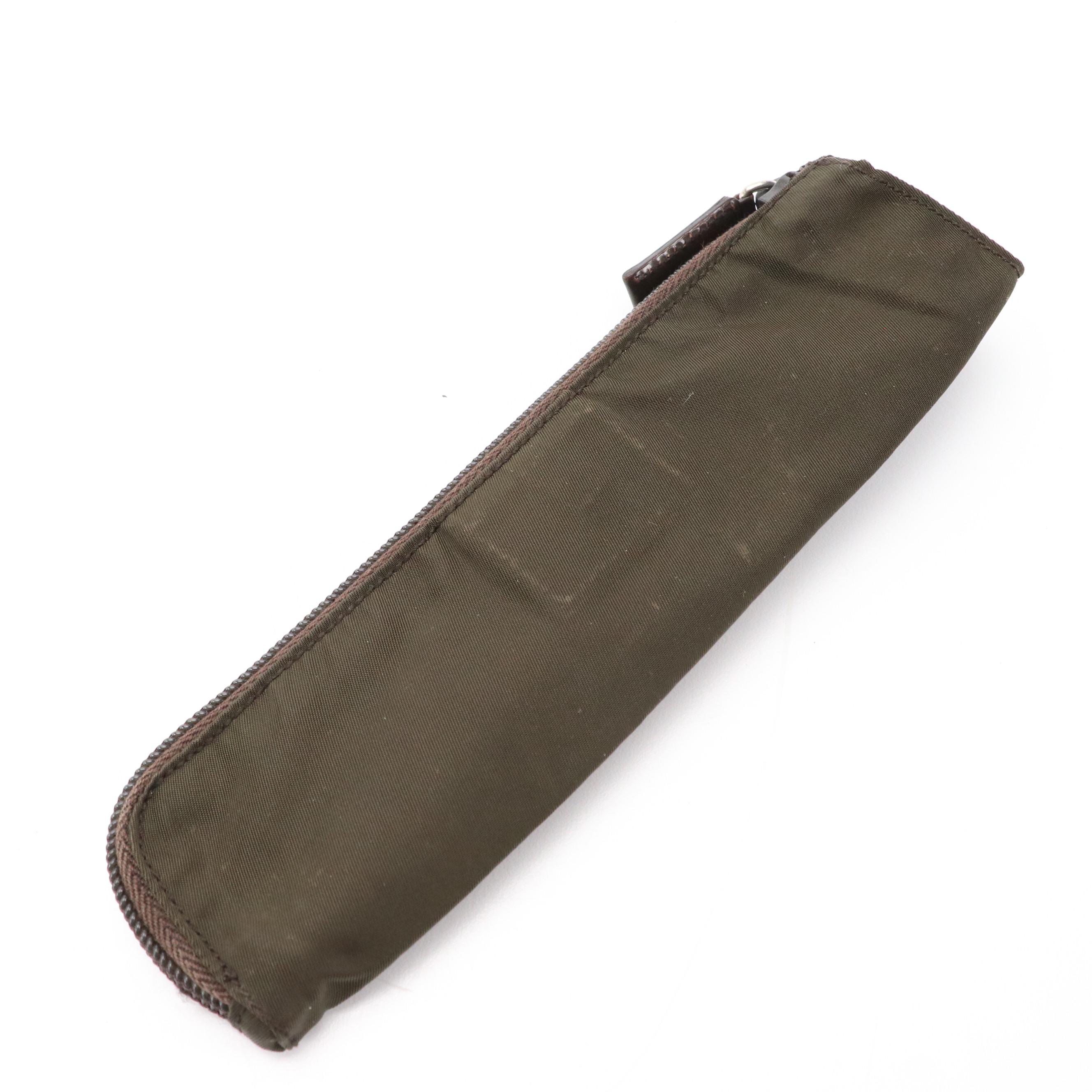 Prada Vela Zip Pouch in Army Green Tessuto Nylon