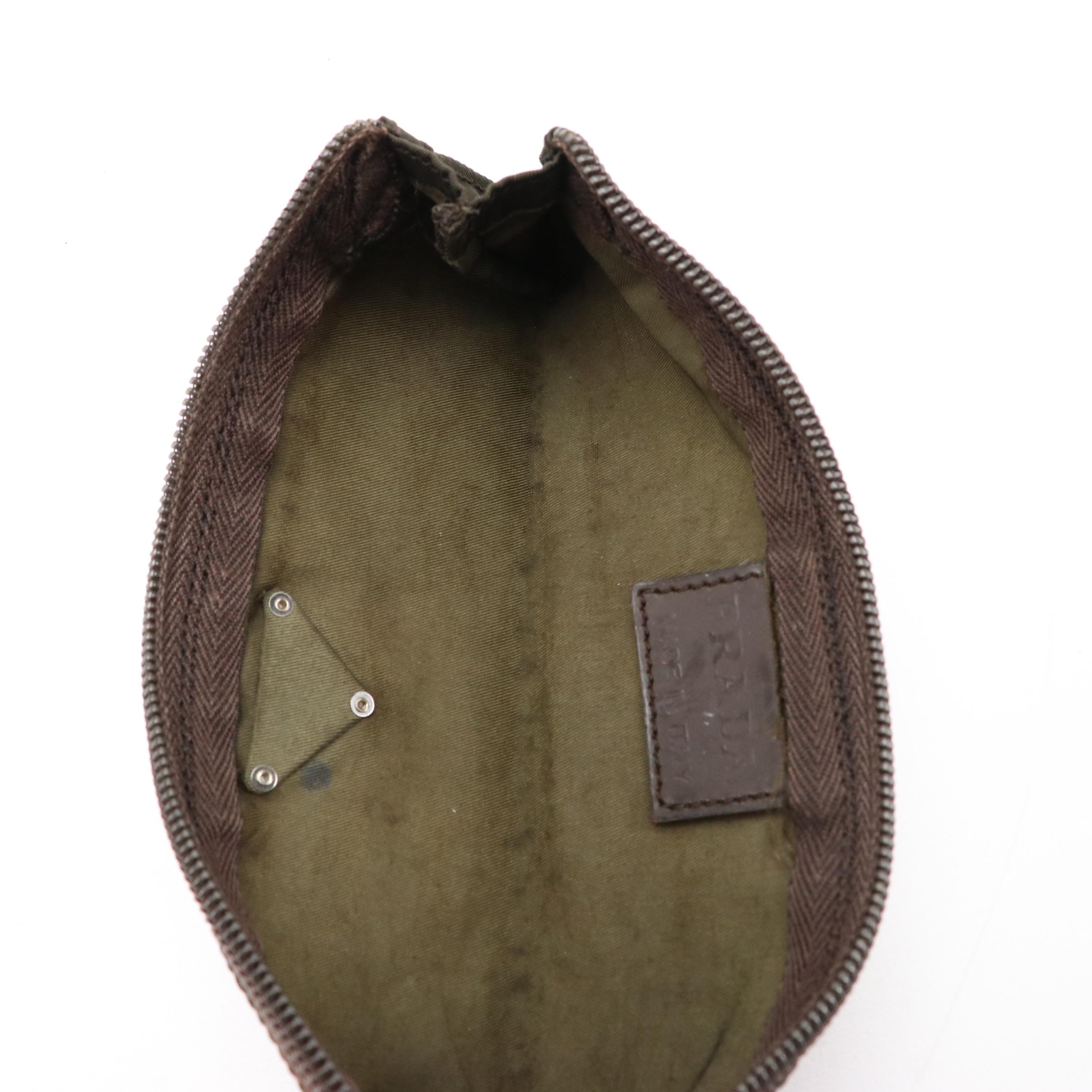 Prada Vela Zip Pouch in Army Green Tessuto Nylon