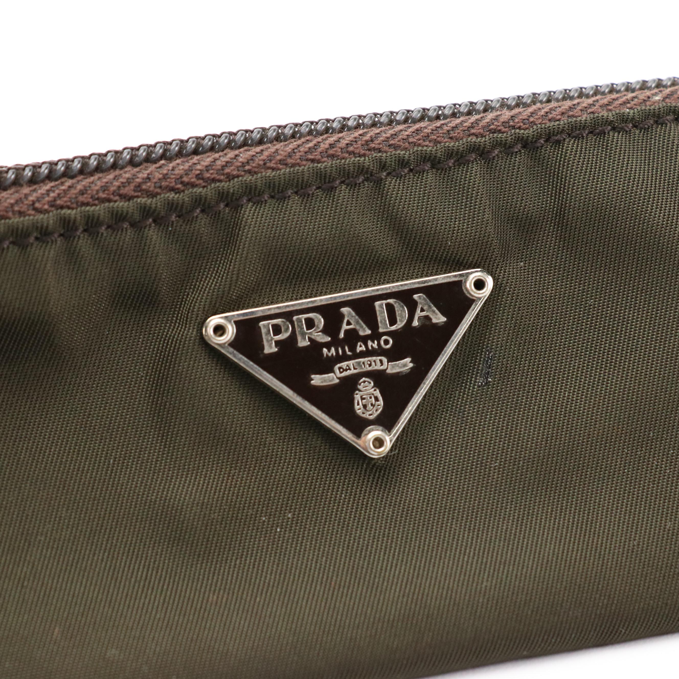 Prada Vela Zip Pouch in Army Green Tessuto Nylon