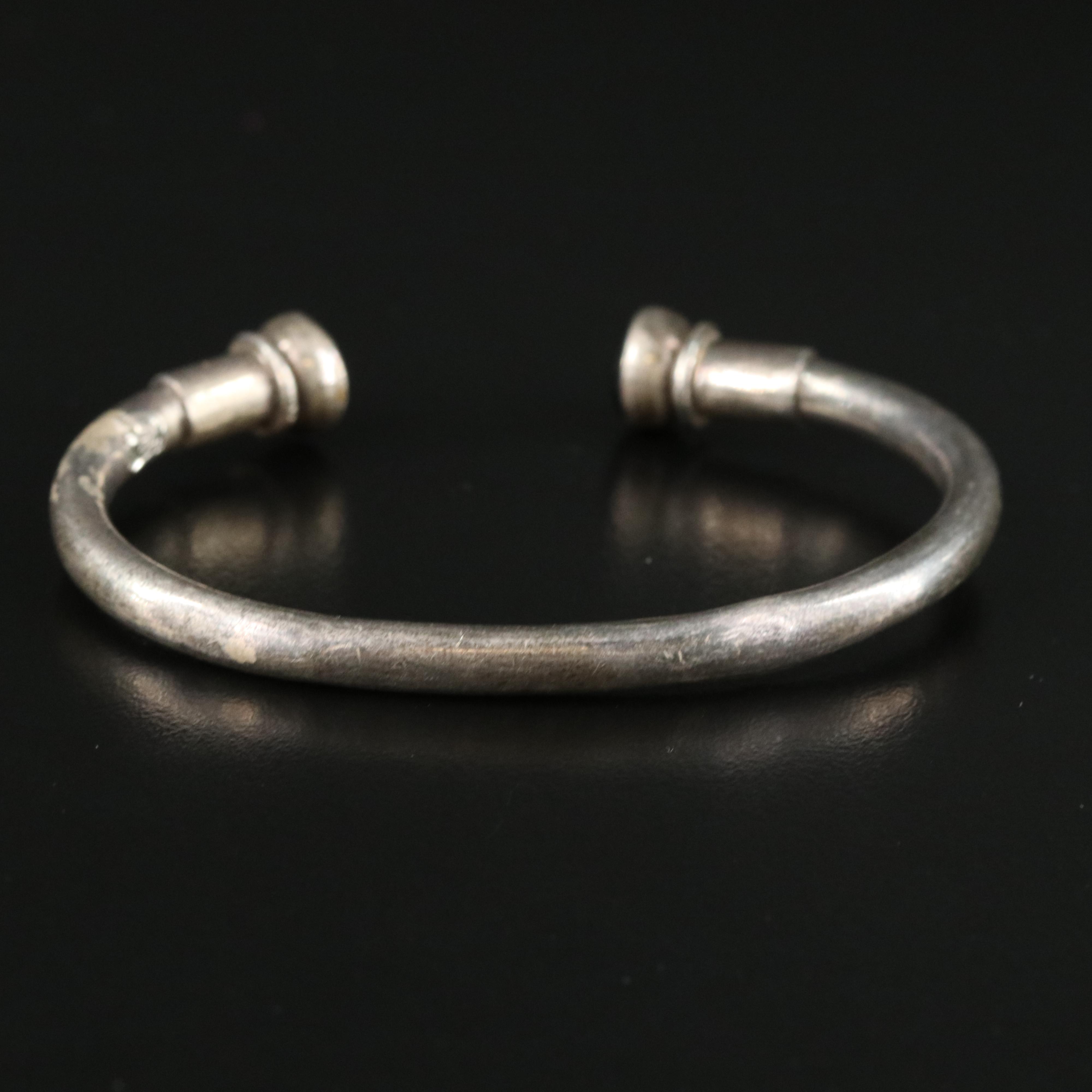 Sterling Cuff with Enamel Finials