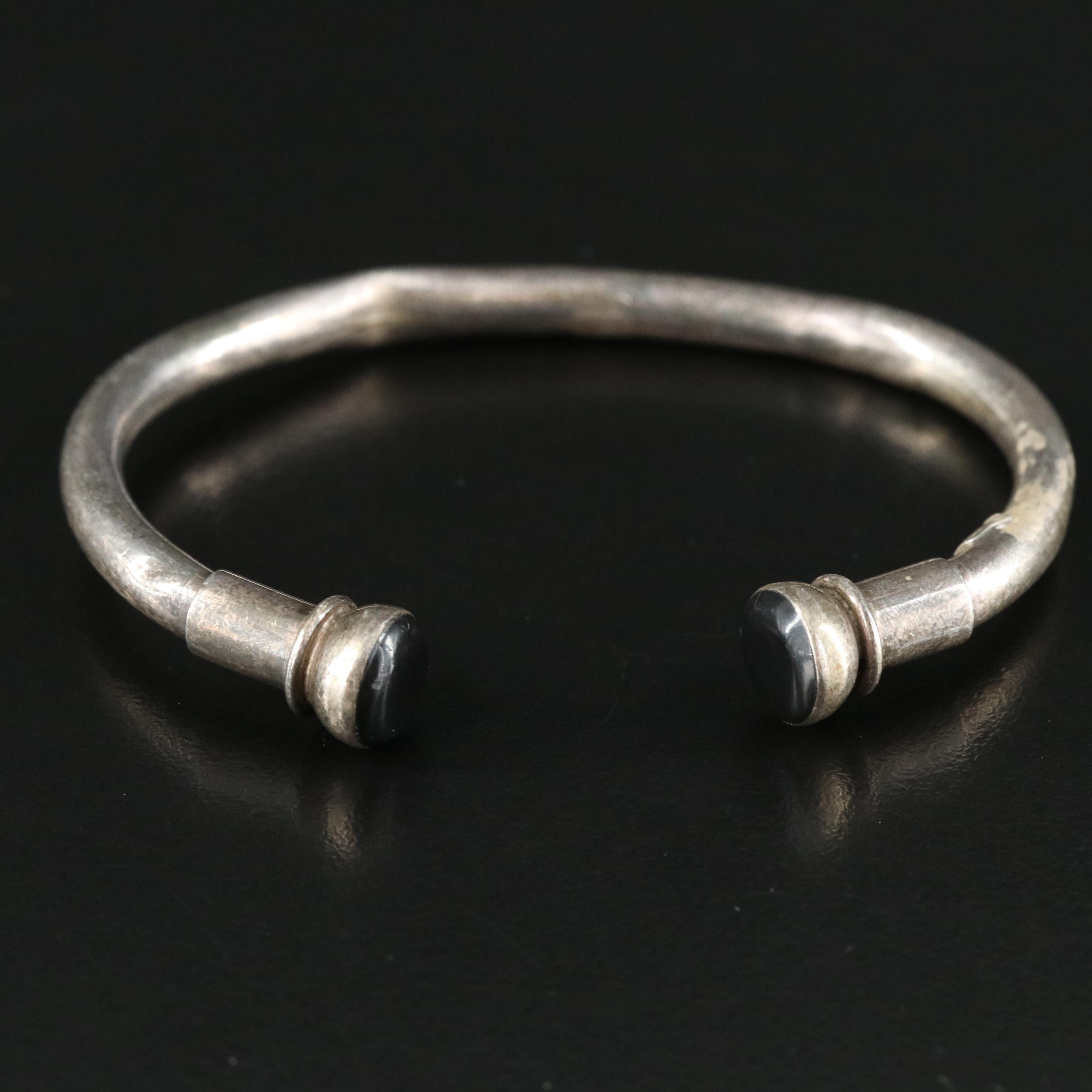 Sterling Cuff with Enamel Finials