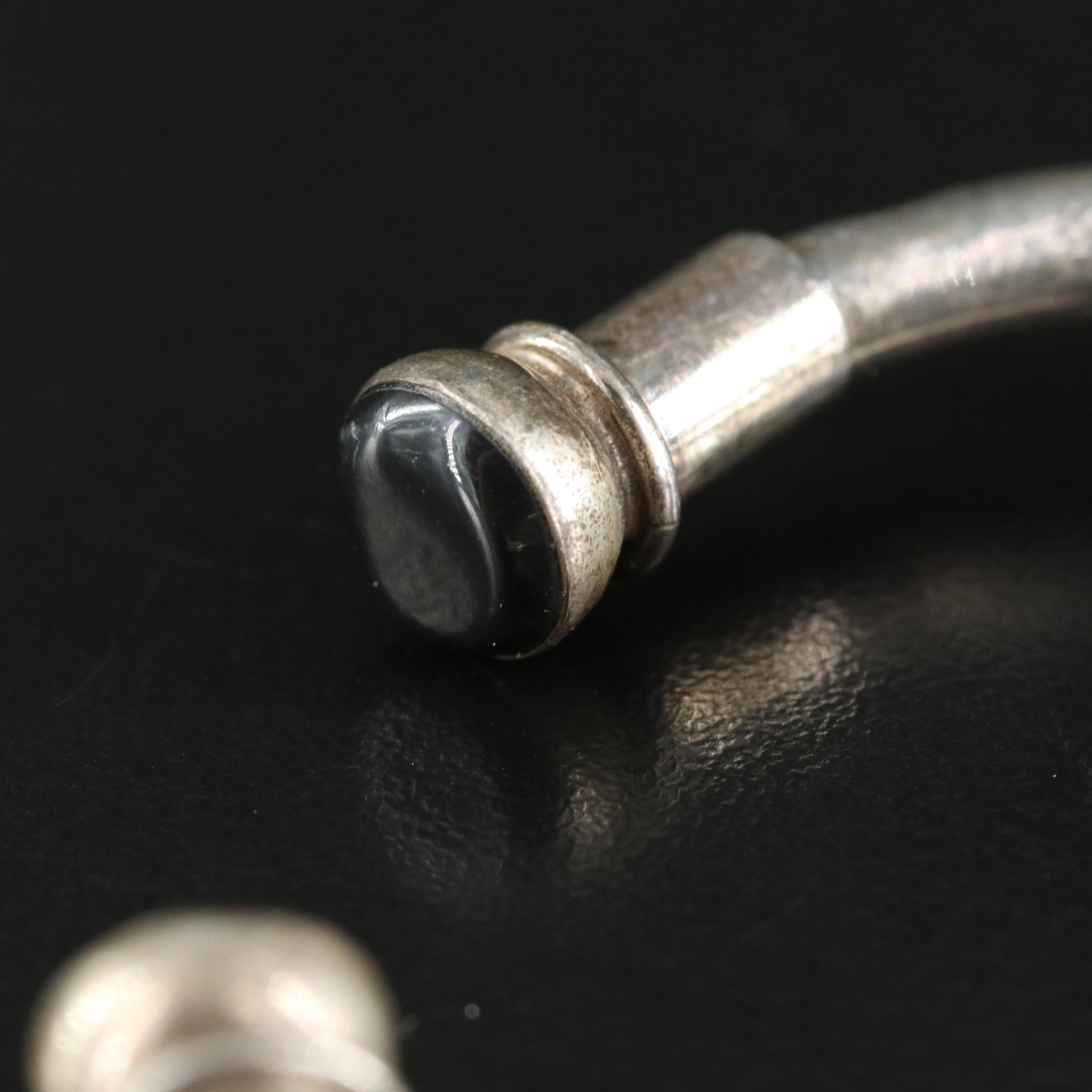 Sterling Cuff with Enamel Finials