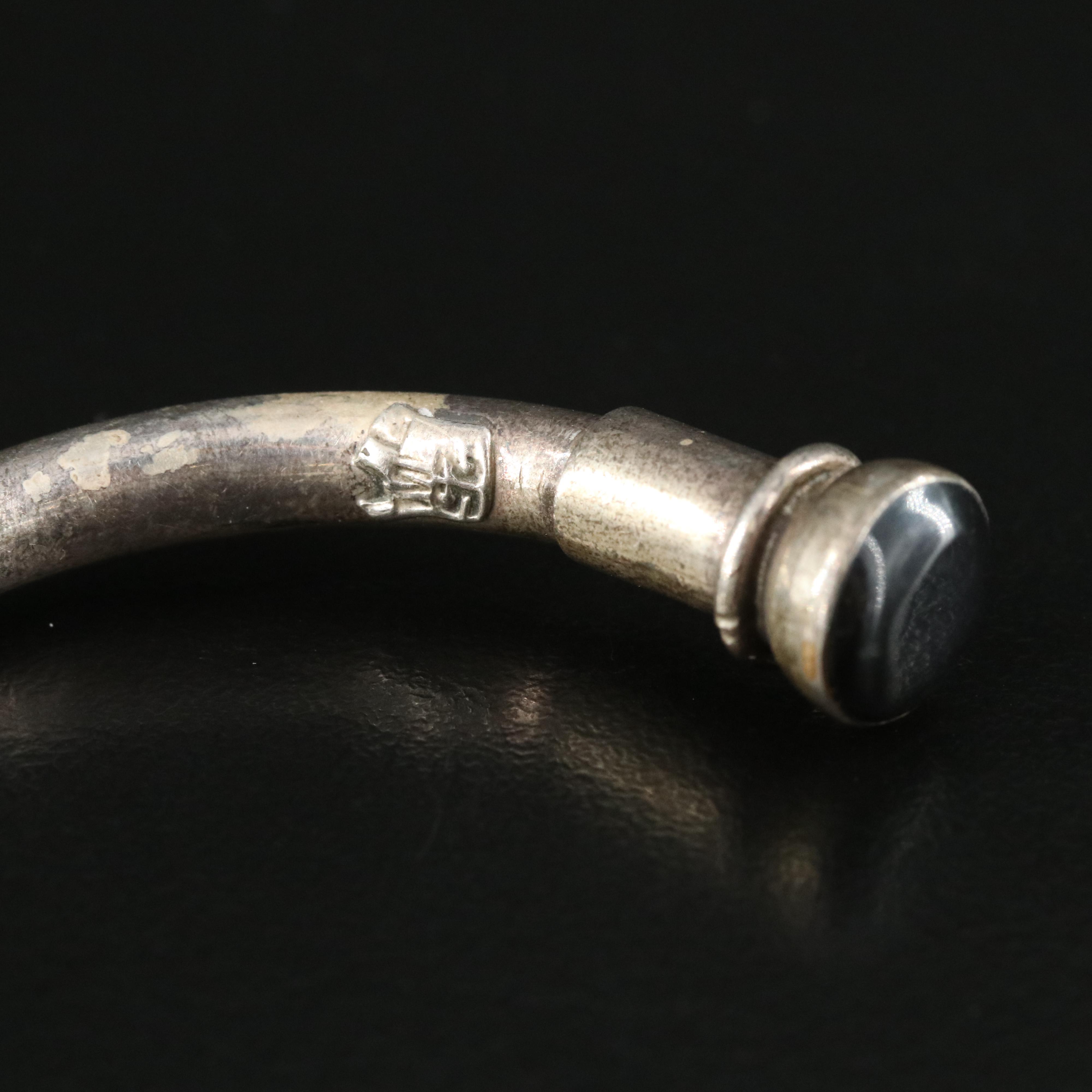 Sterling Cuff with Enamel Finials