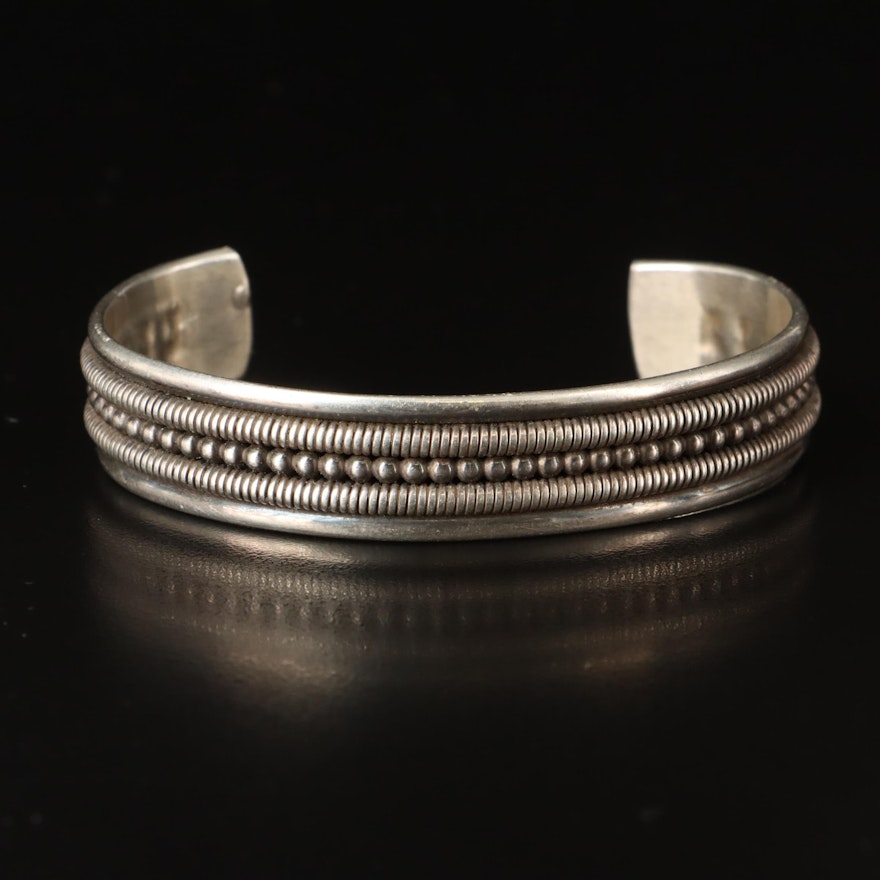 Sterling Cuff with Granulation and Coils