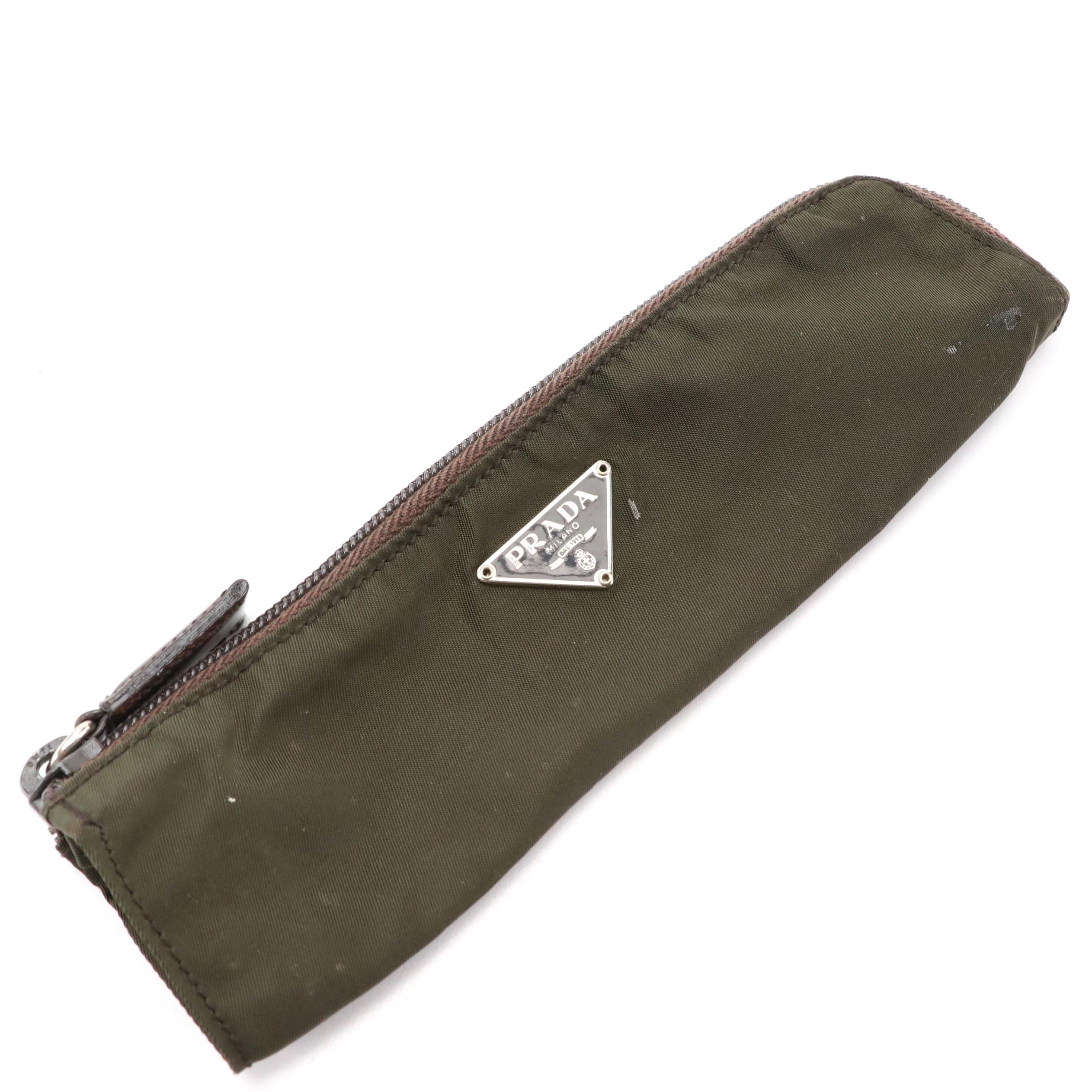 Prada Vela Zip Pouch in Army Green Tessuto Nylon
