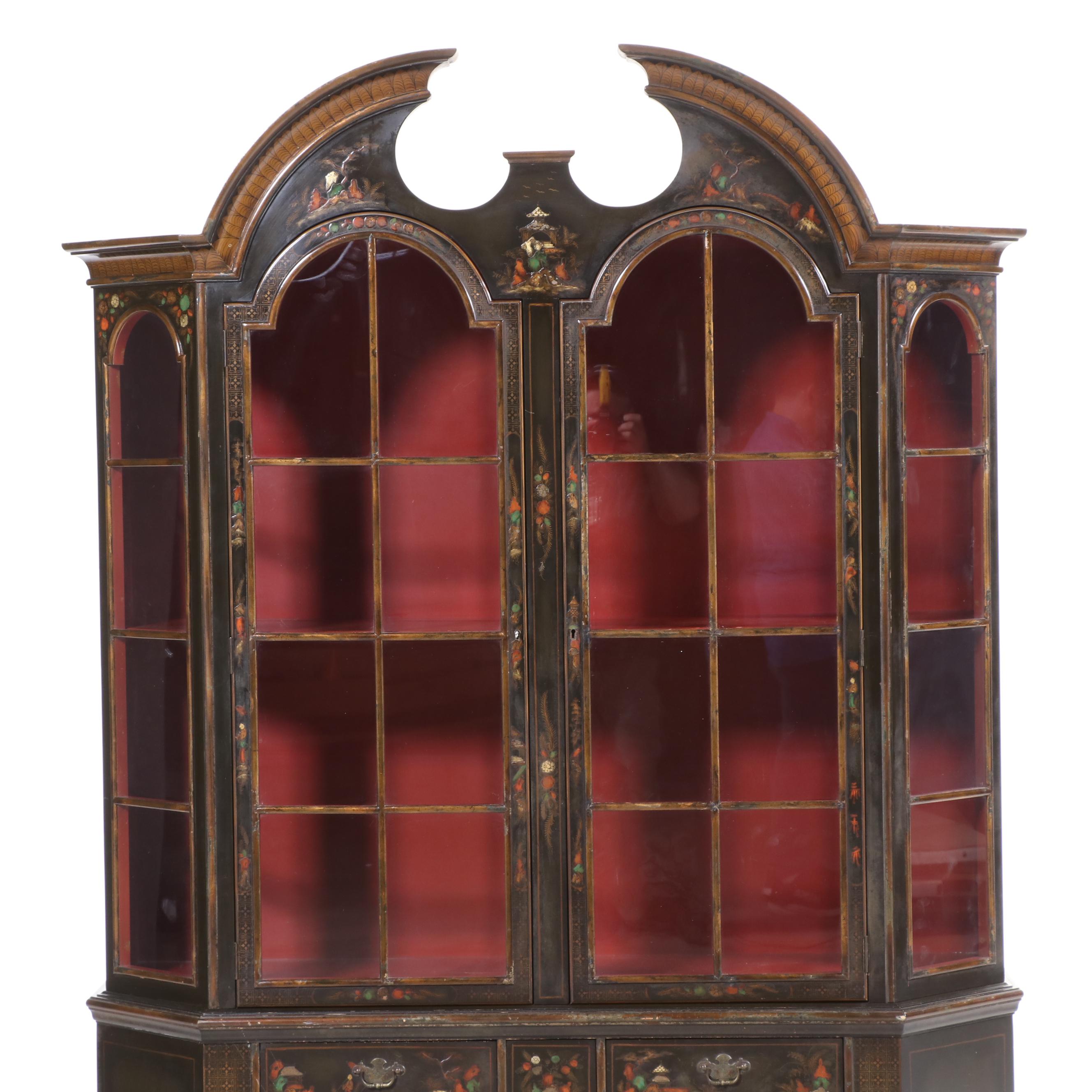 Schmieg & Kotzian Chinoiserie-Decorated Queen Anne Style China Cabinet