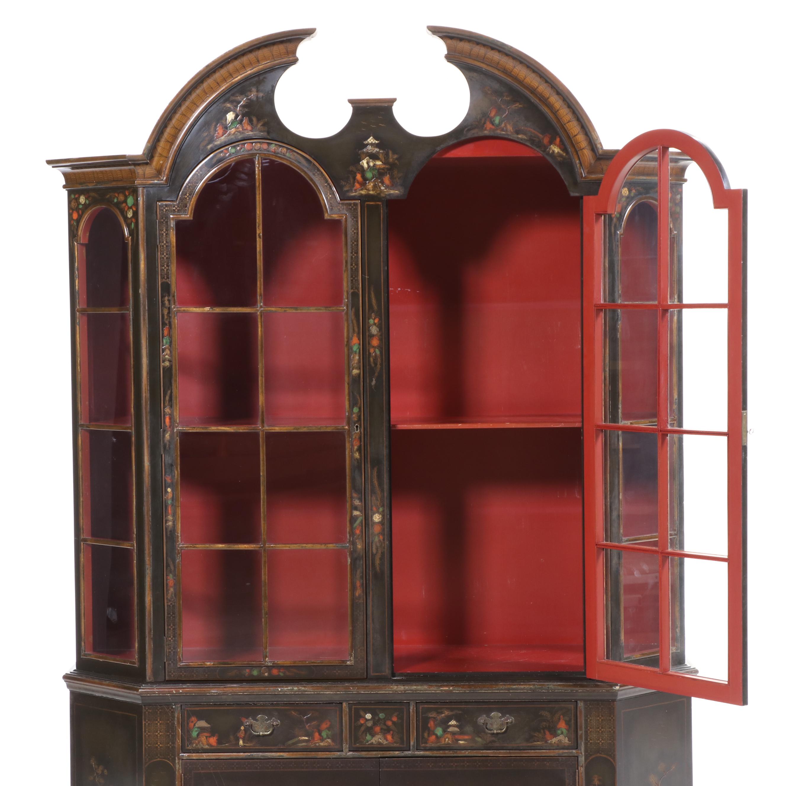 Schmieg & Kotzian Chinoiserie-Decorated Queen Anne Style China Cabinet