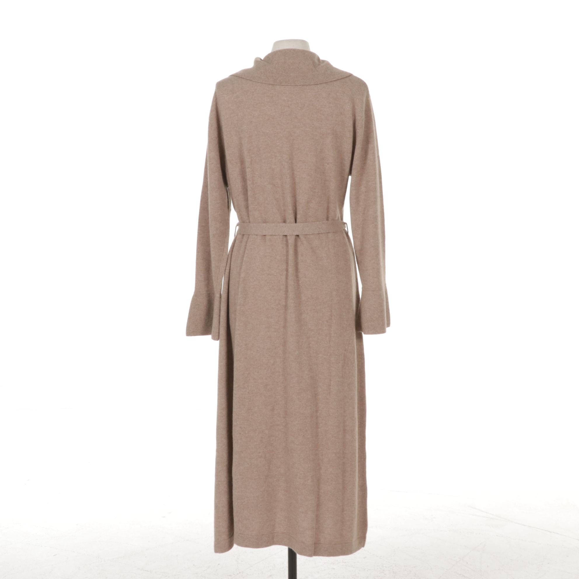 Maddy James Cashmere Long Duster Cardigan with Tie Belt