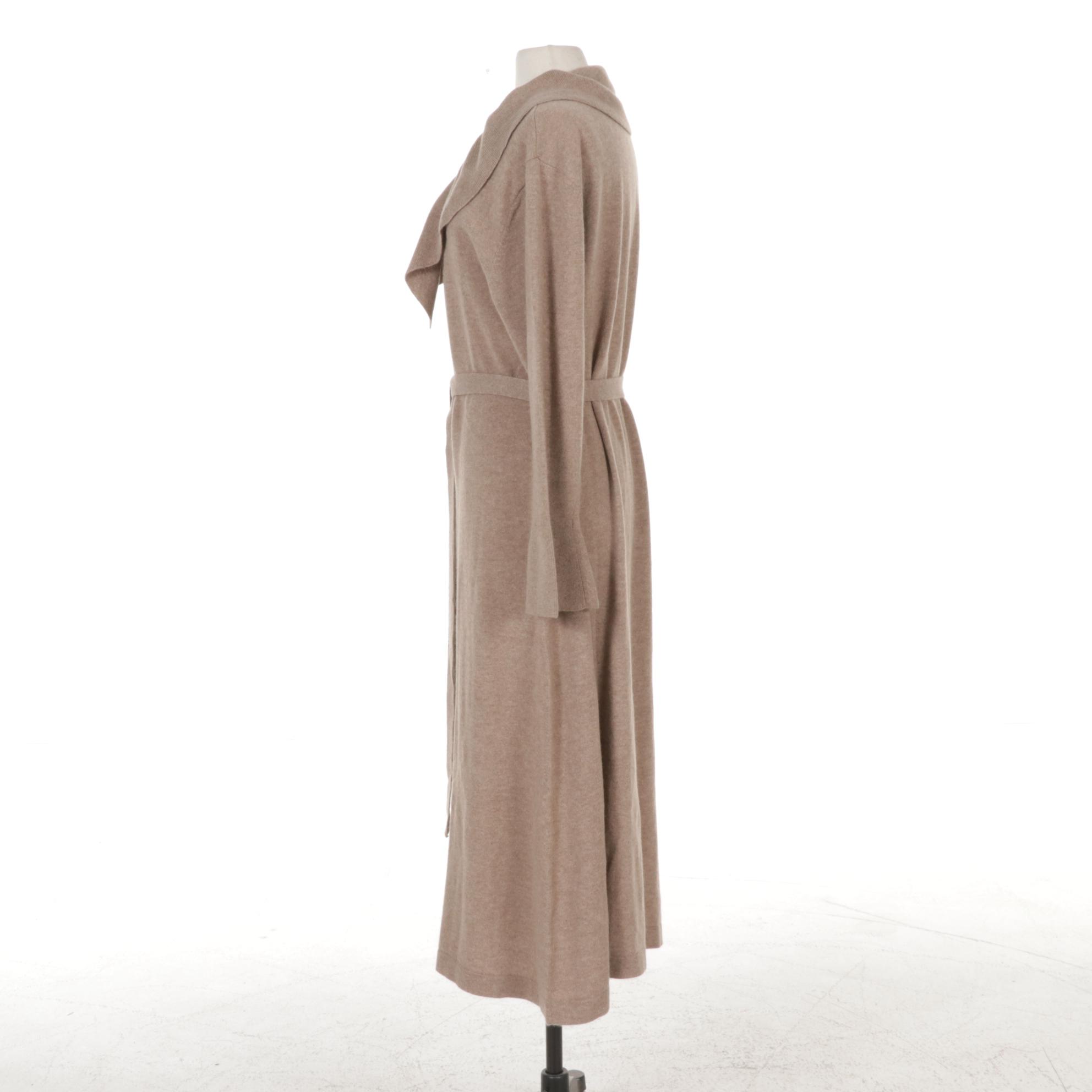 Maddy James Cashmere Long Duster Cardigan with Tie Belt