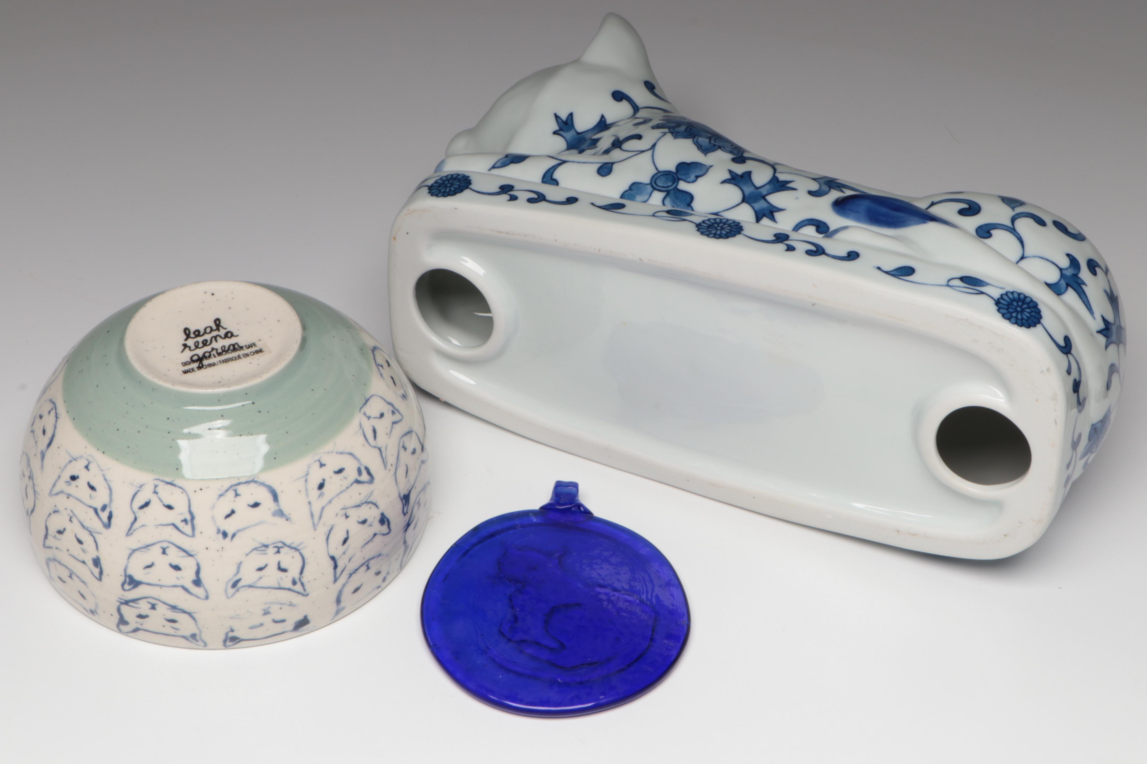 Laurel Burch Fabulous Felines Platters, Indiana Glass Sleeping Cat Votives, More