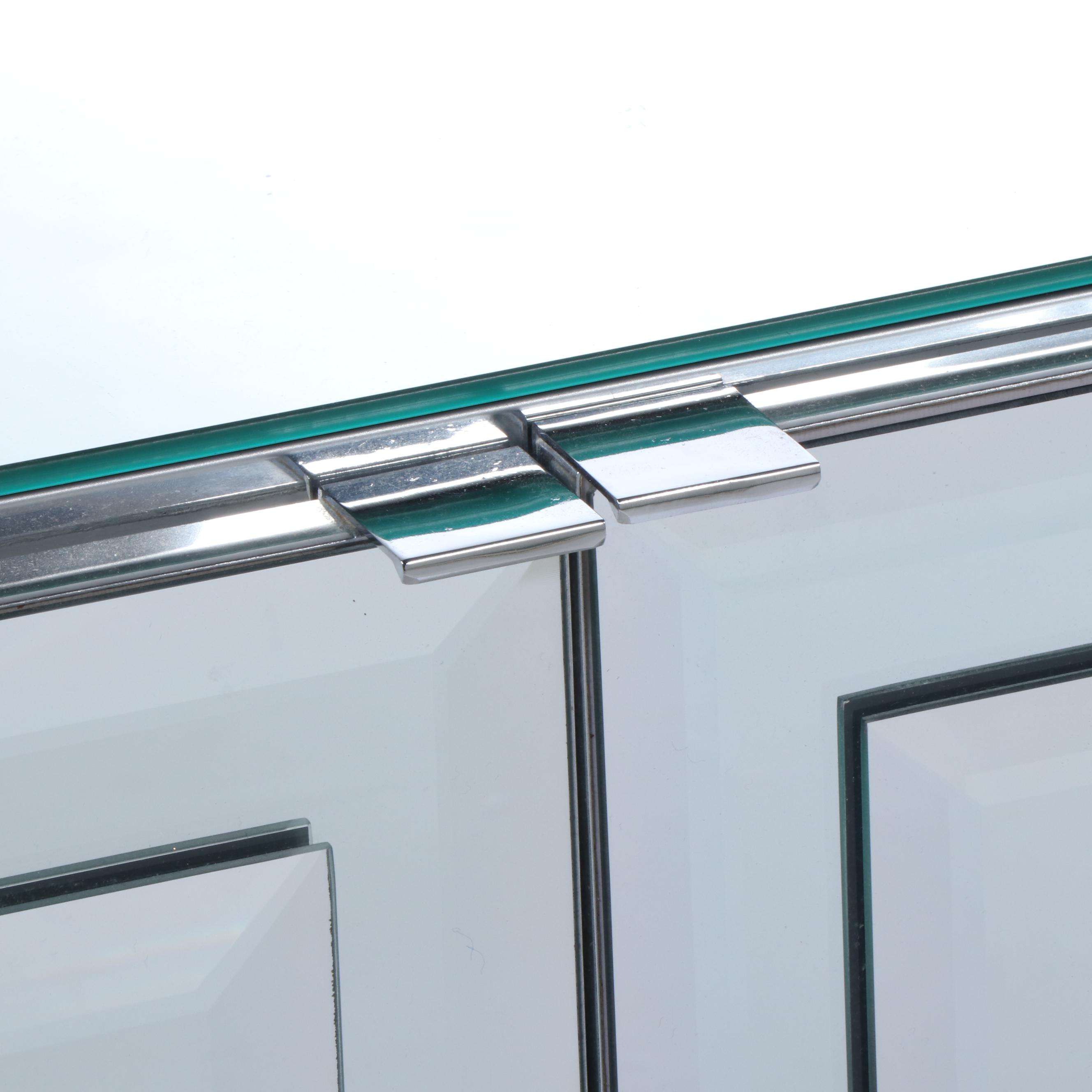 Modernist Chrome and Mirrored Glass Console Cabinet, Manner of Ello Furniture