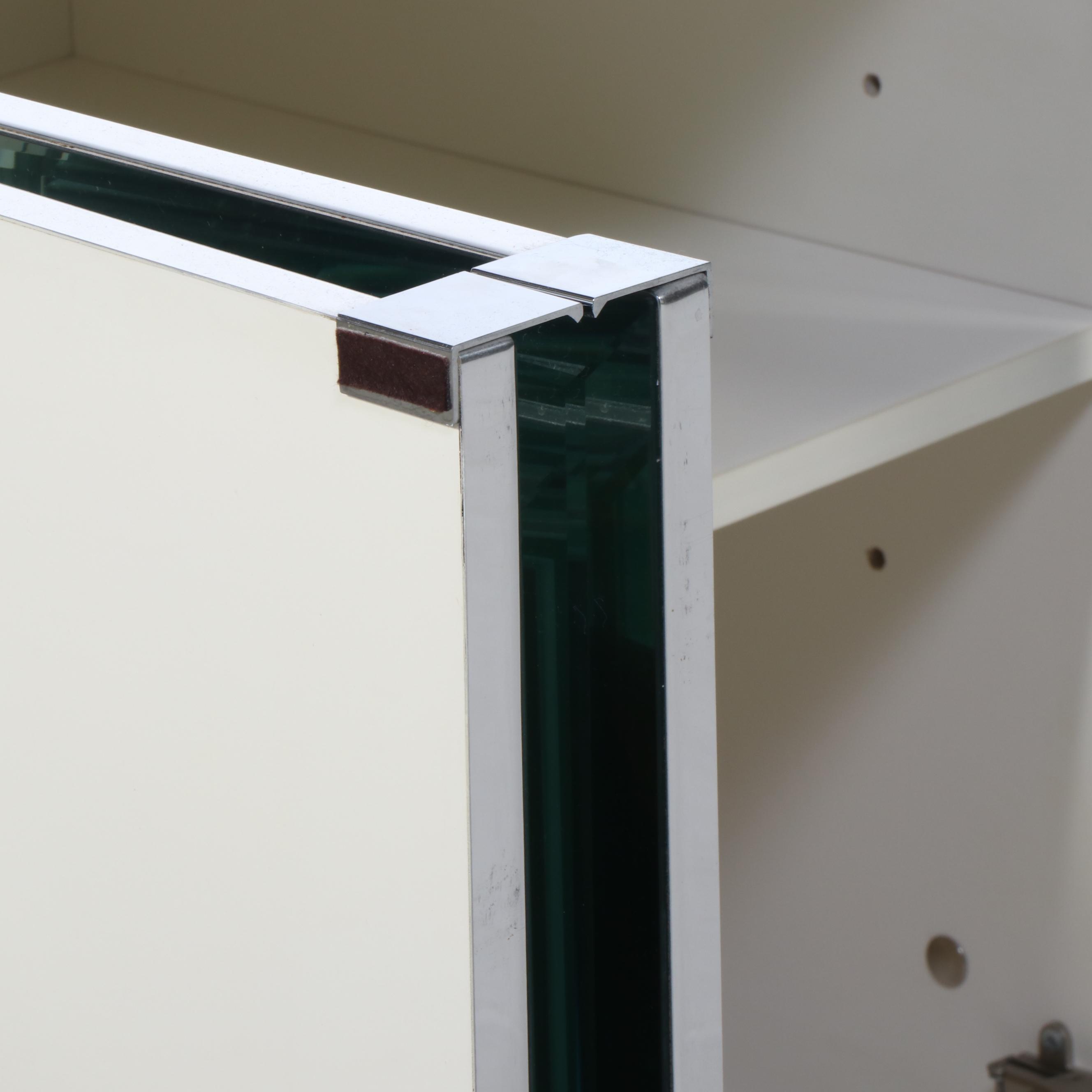 Modernist Chrome and Mirrored Glass Console Cabinet, Manner of Ello Furniture