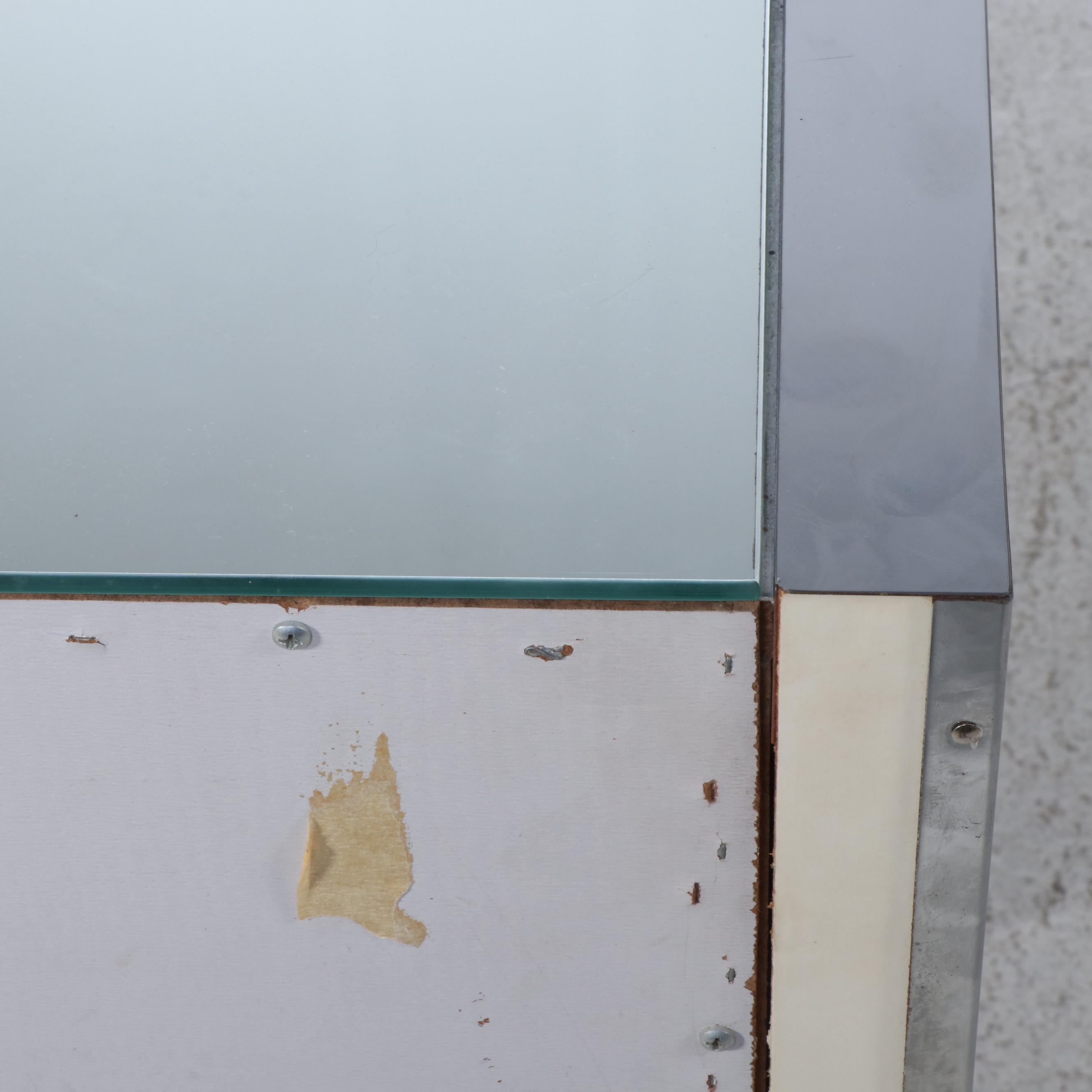 Modernist Chrome and Mirrored Glass Console Cabinet, Manner of Ello Furniture