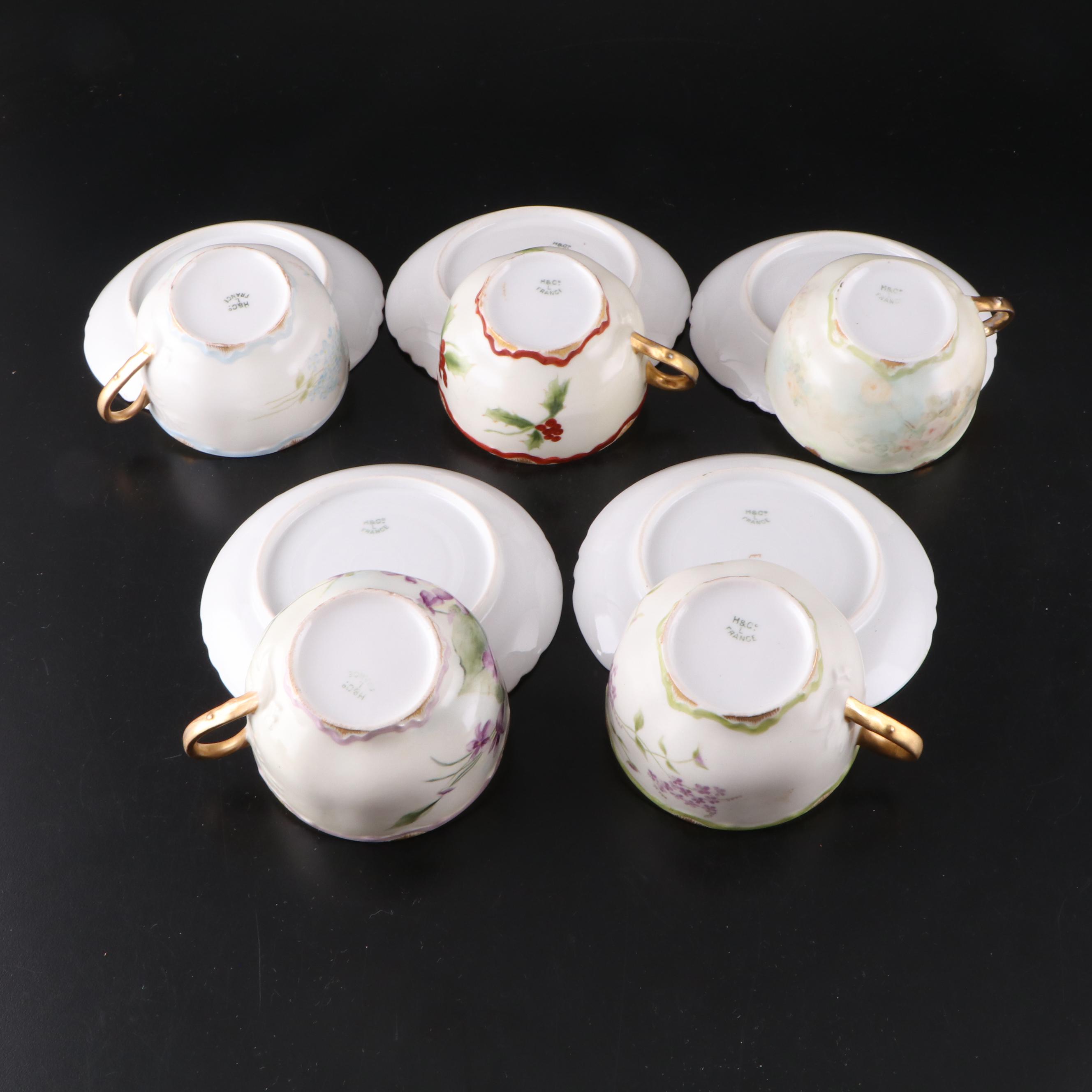 French Haviland & Co. and More Gilt Floral Porcelain Dishes
