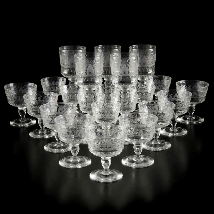 Bryce Etched Stemware Collection Features Faceted Ball & Twisted Rope Accents