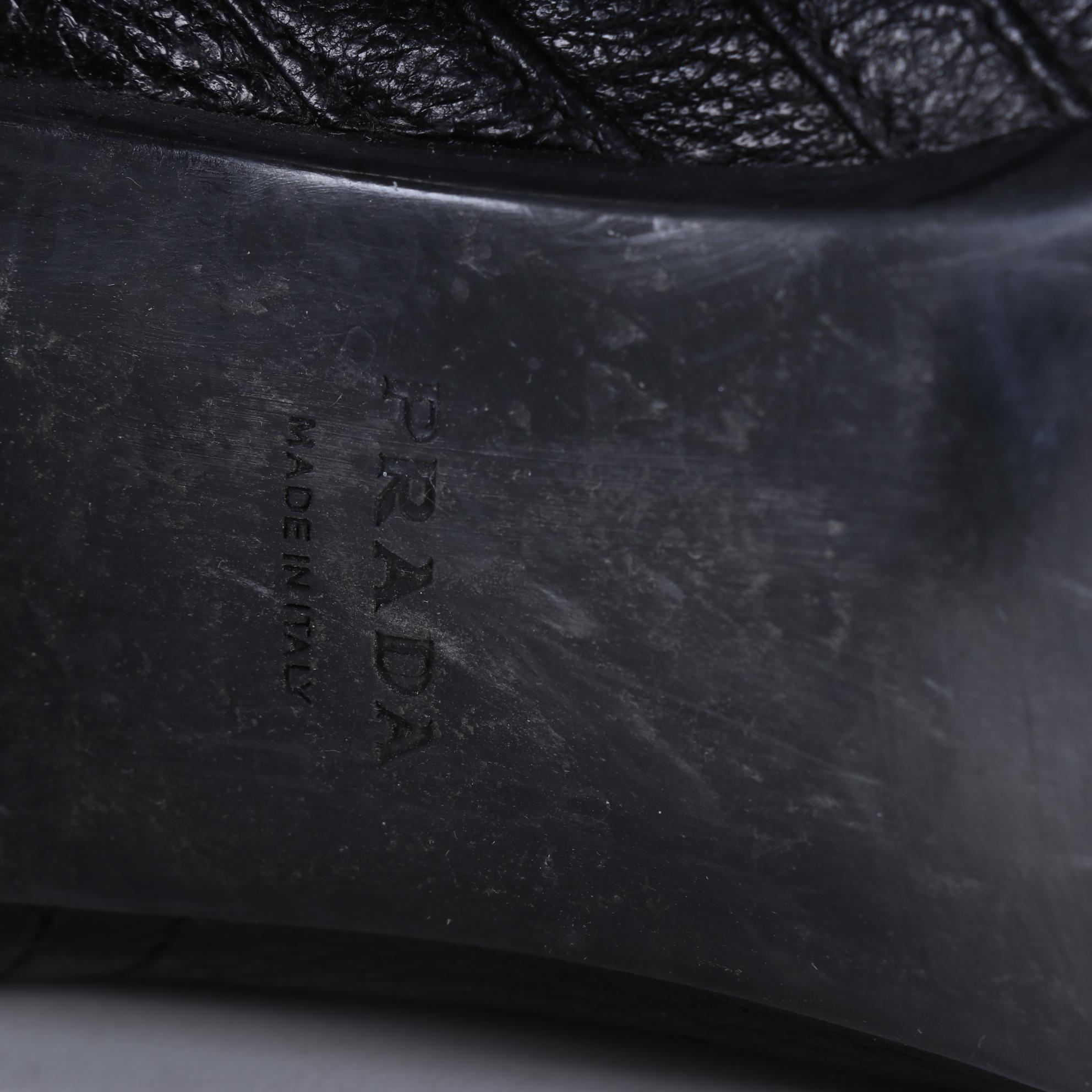 Prada Black 4" Heeled Boot Featuring Zippers On Both Sides Of Boot