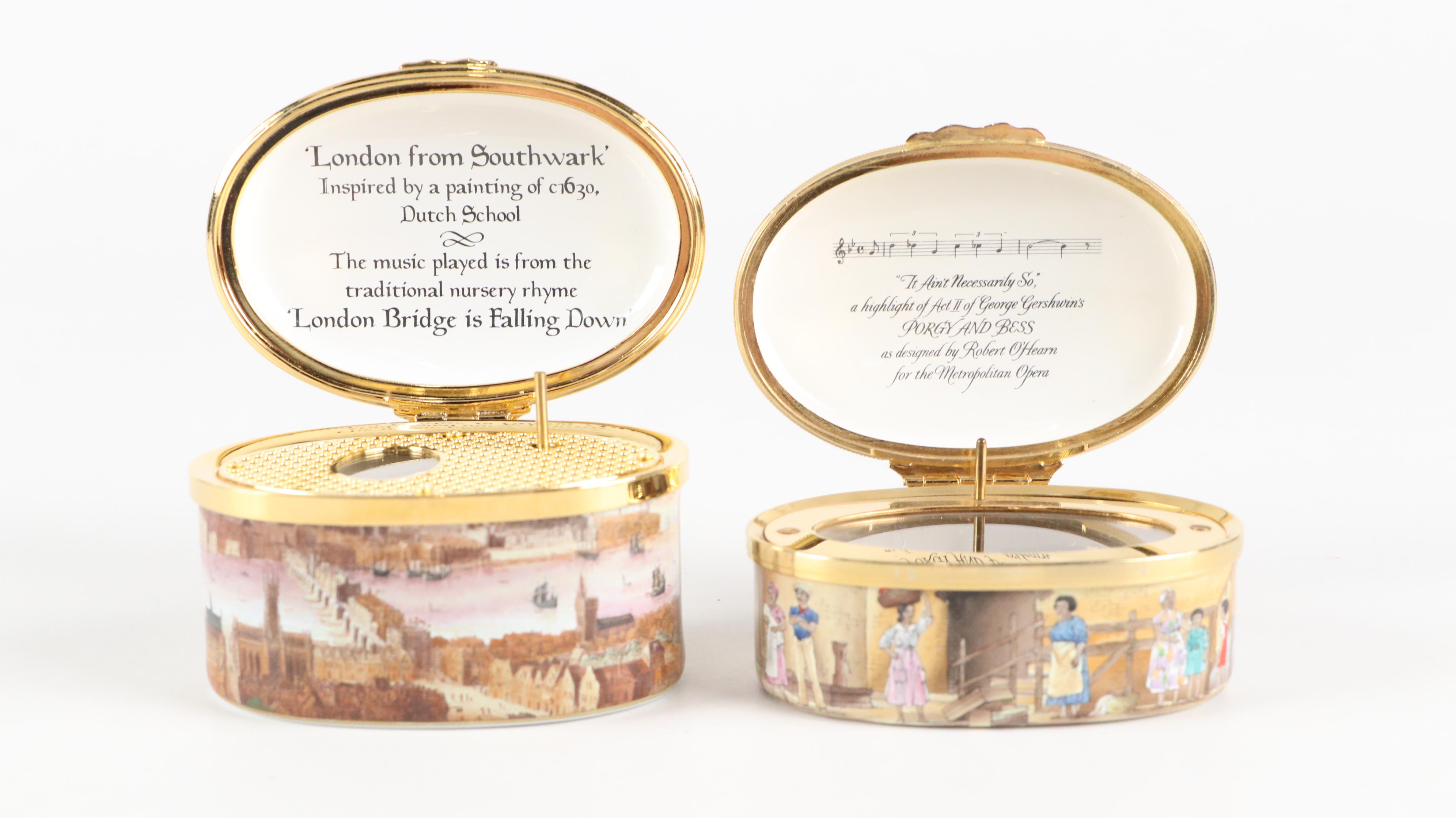 Four Halcyon Days Enamel Music Boxes Including Limited Editions
