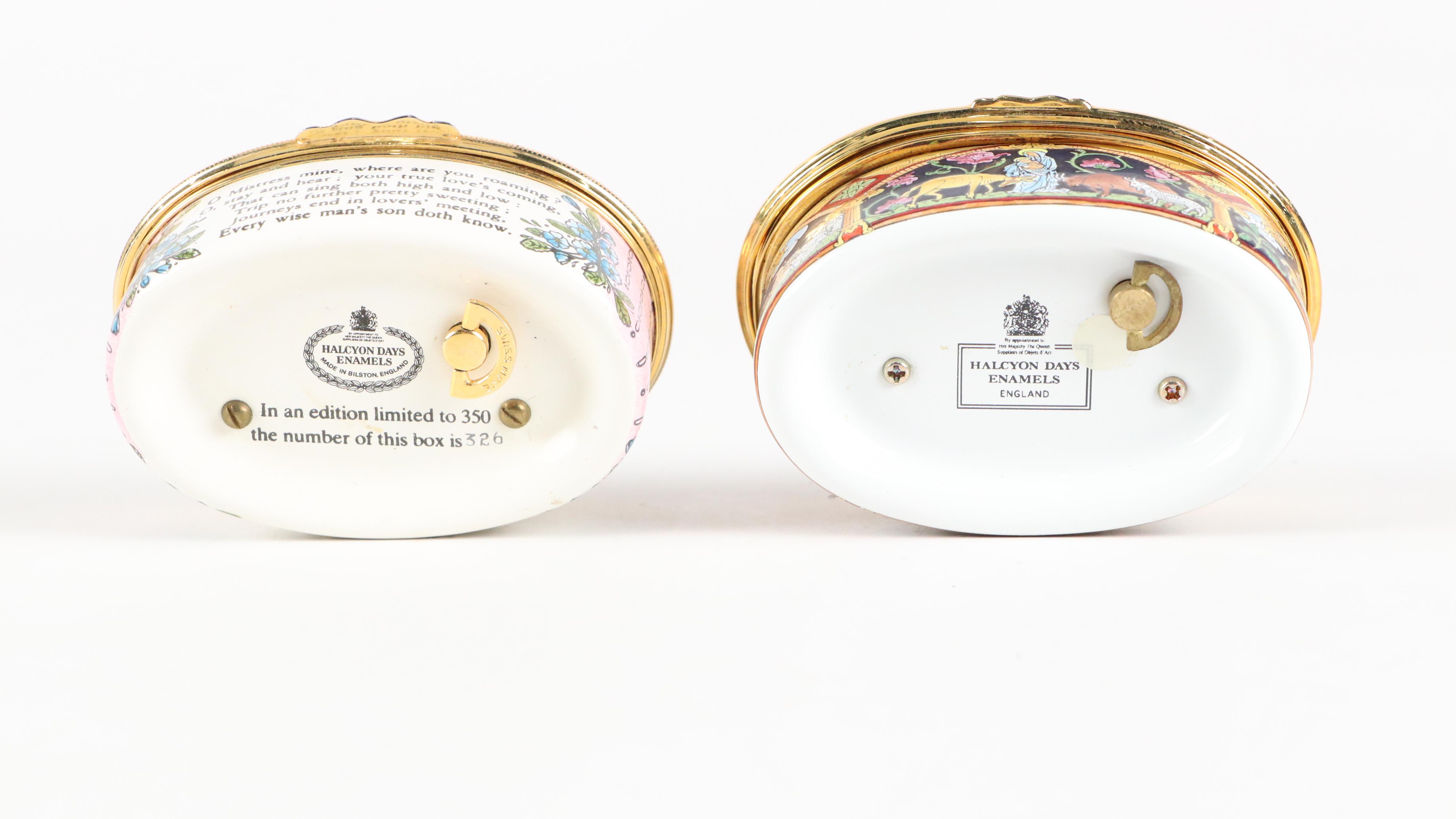 Four Halcyon Days Enamel Music Boxes Including Limited Editions