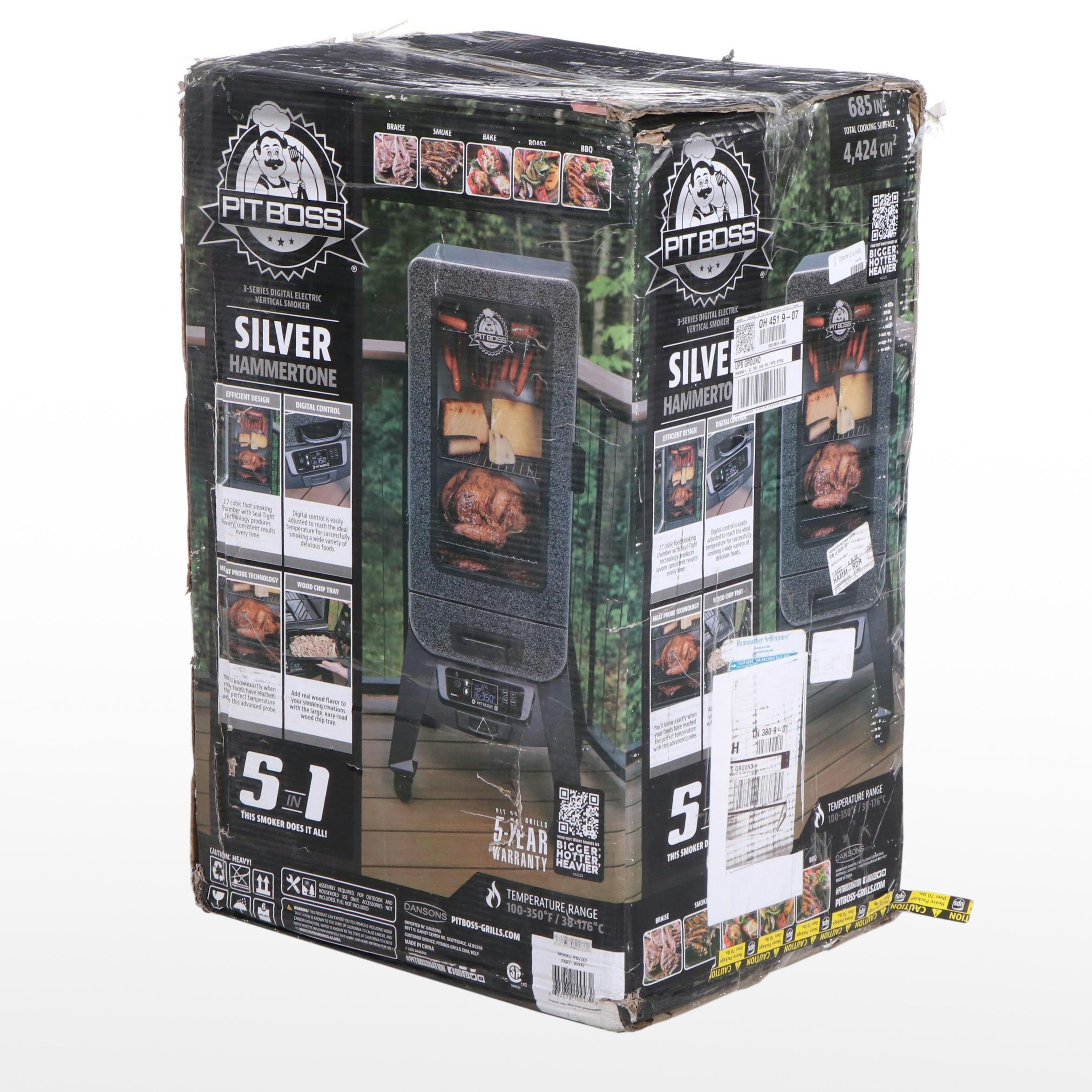 Pit Boss 3-Series Silver Hammertone Digital Vertical Smoker
