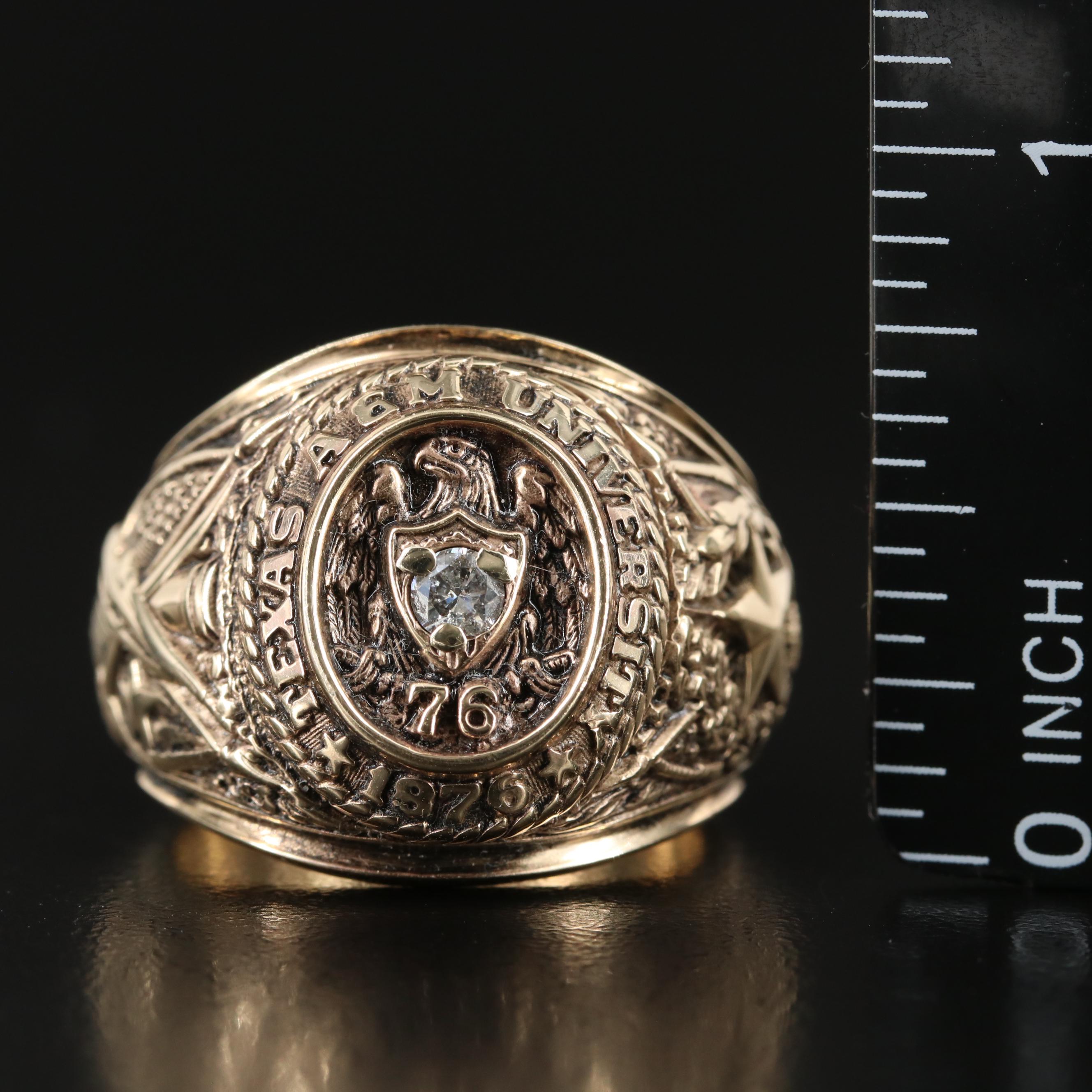 Balfour 10K 0.15 CT Diamond Texas A&M University Class Ring