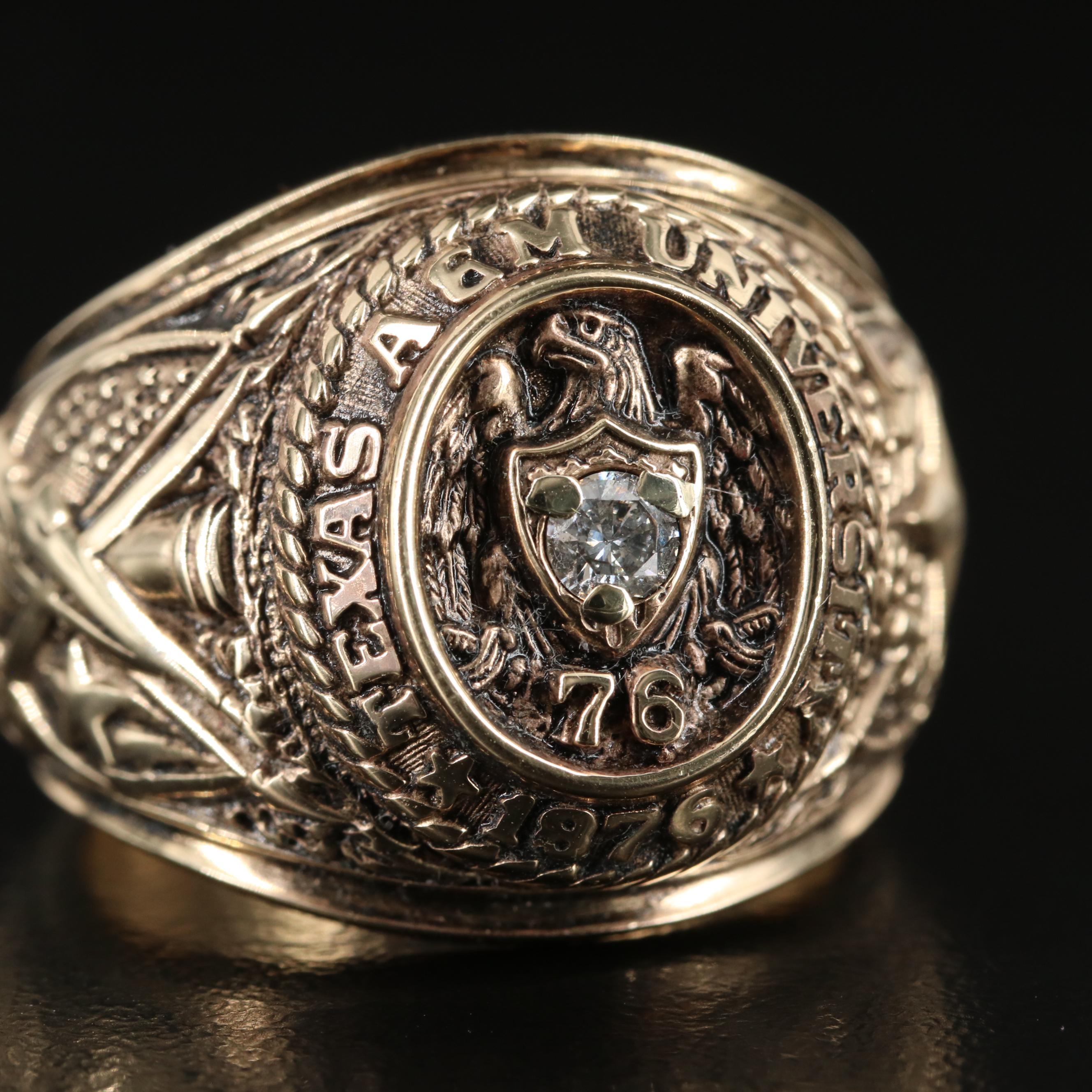 Balfour 10K 0.15 CT Diamond Texas A&M University Class Ring