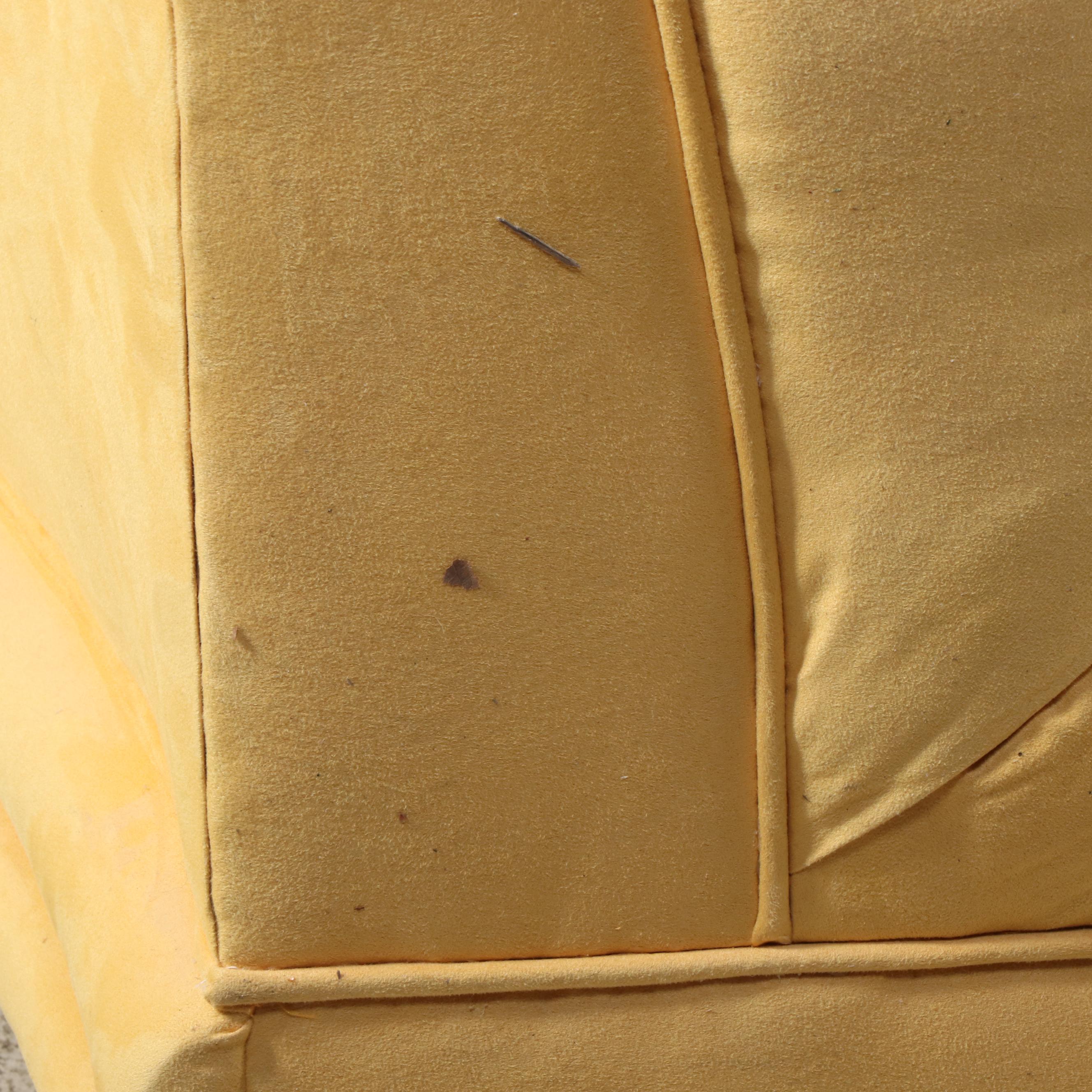 Modernist Channeled Yellow Suede Sectional Sofa