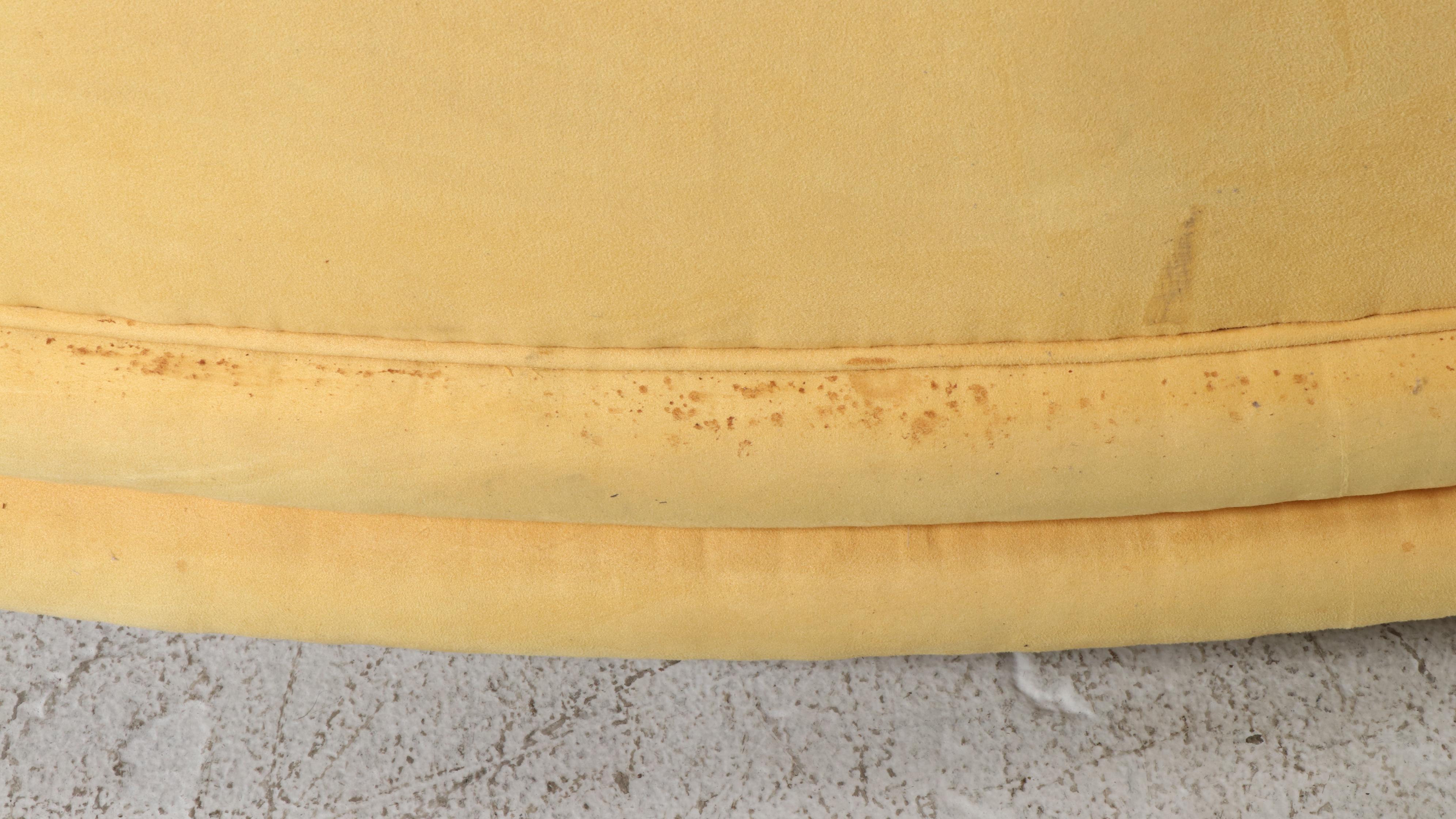 Modernist Channeled Yellow Suede Sectional Sofa