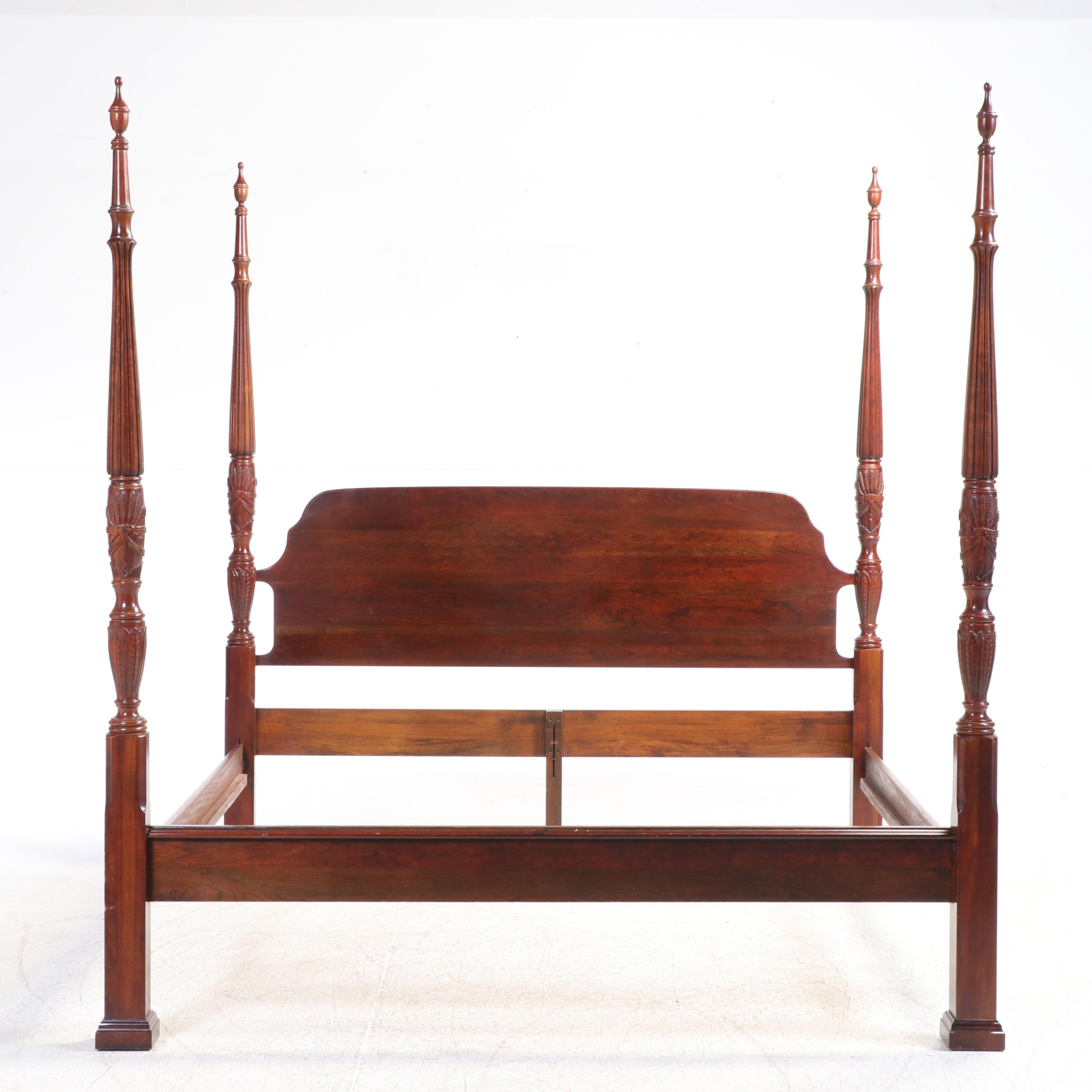 Federal Style Cherrywood King Size Bed Frame, Late 20th Century