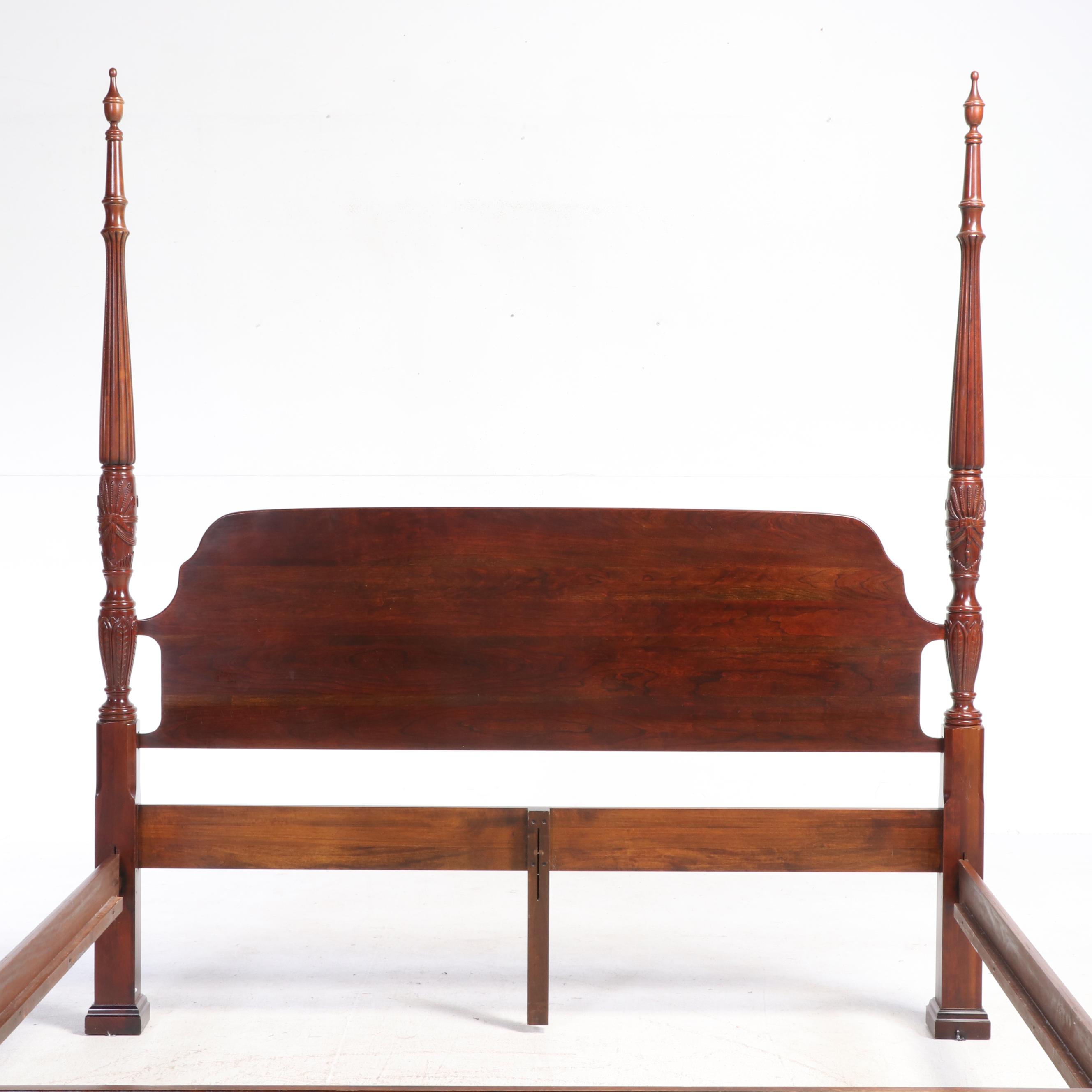 Federal Style Cherrywood King Size Bed Frame, Late 20th Century
