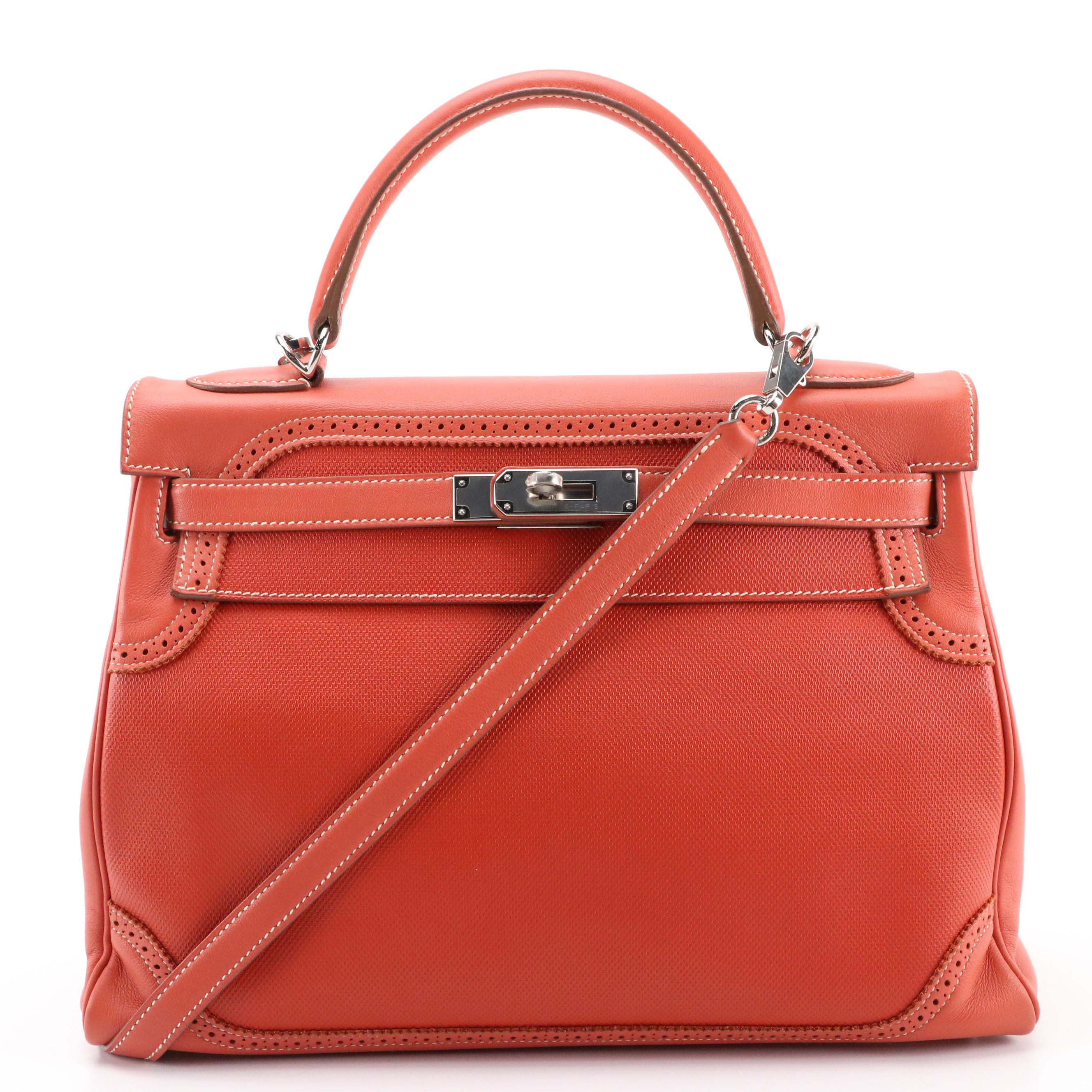 Hermès Kelly Retourné Ghillies 32 in Sanguine Grain d'H and Swift Leather