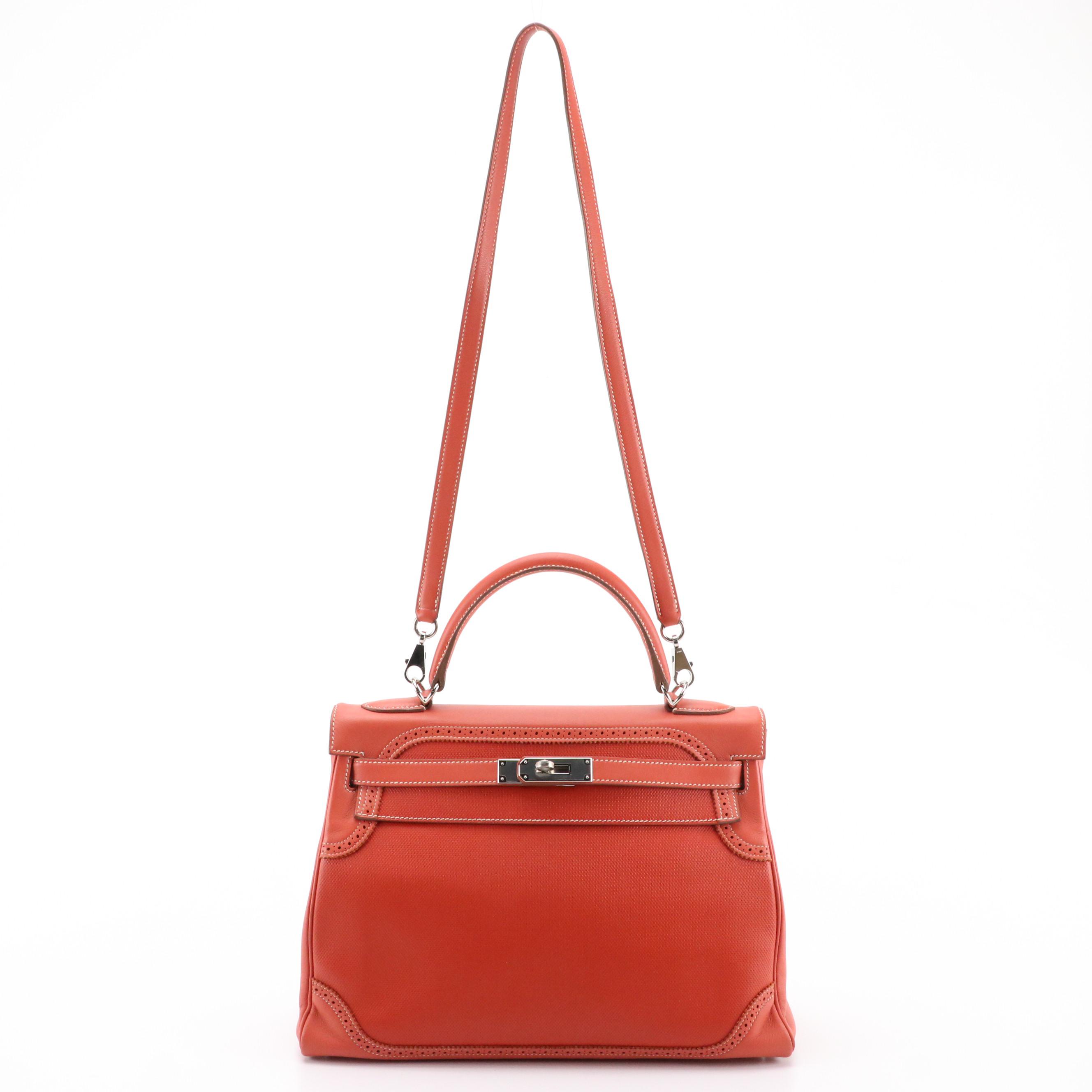 Hermès Kelly Retourné Ghillies 32 in Sanguine Grain d'H and Swift Leather