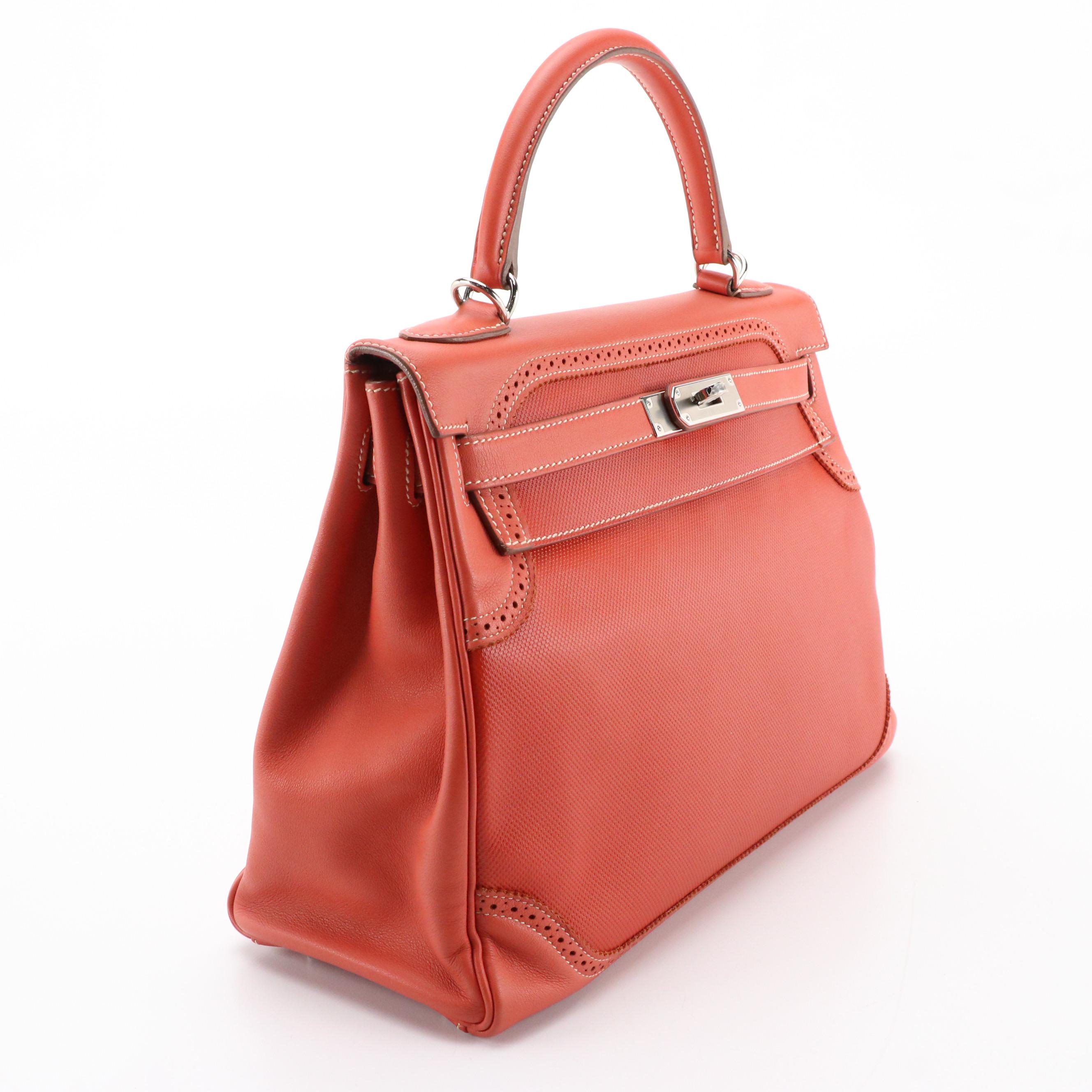 Hermès Kelly Retourné Ghillies 32 in Sanguine Grain d'H and Swift Leather