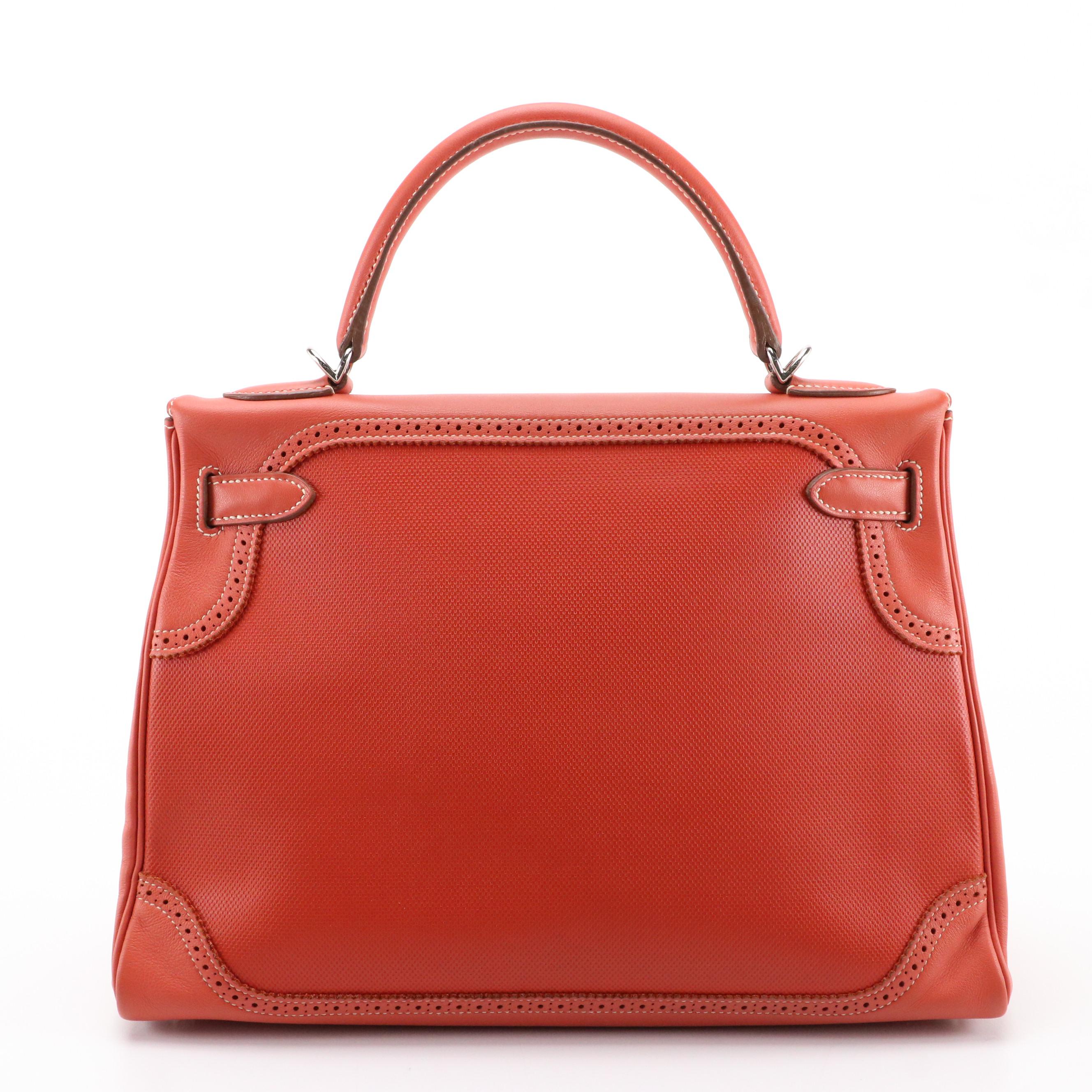 Hermès Kelly Retourné Ghillies 32 in Sanguine Grain d'H and Swift Leather
