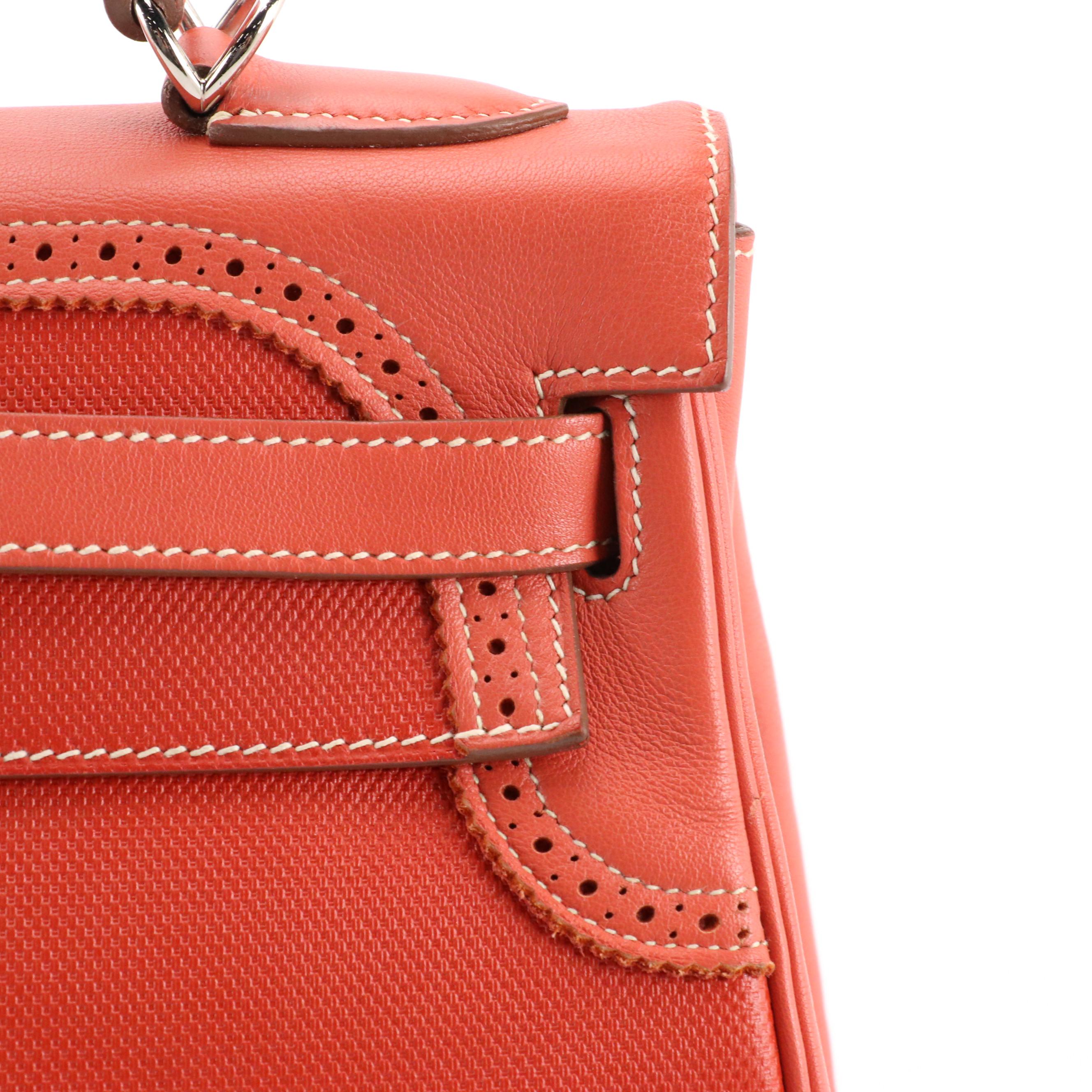 Hermès Kelly Retourné Ghillies 32 in Sanguine Grain d'H and Swift Leather