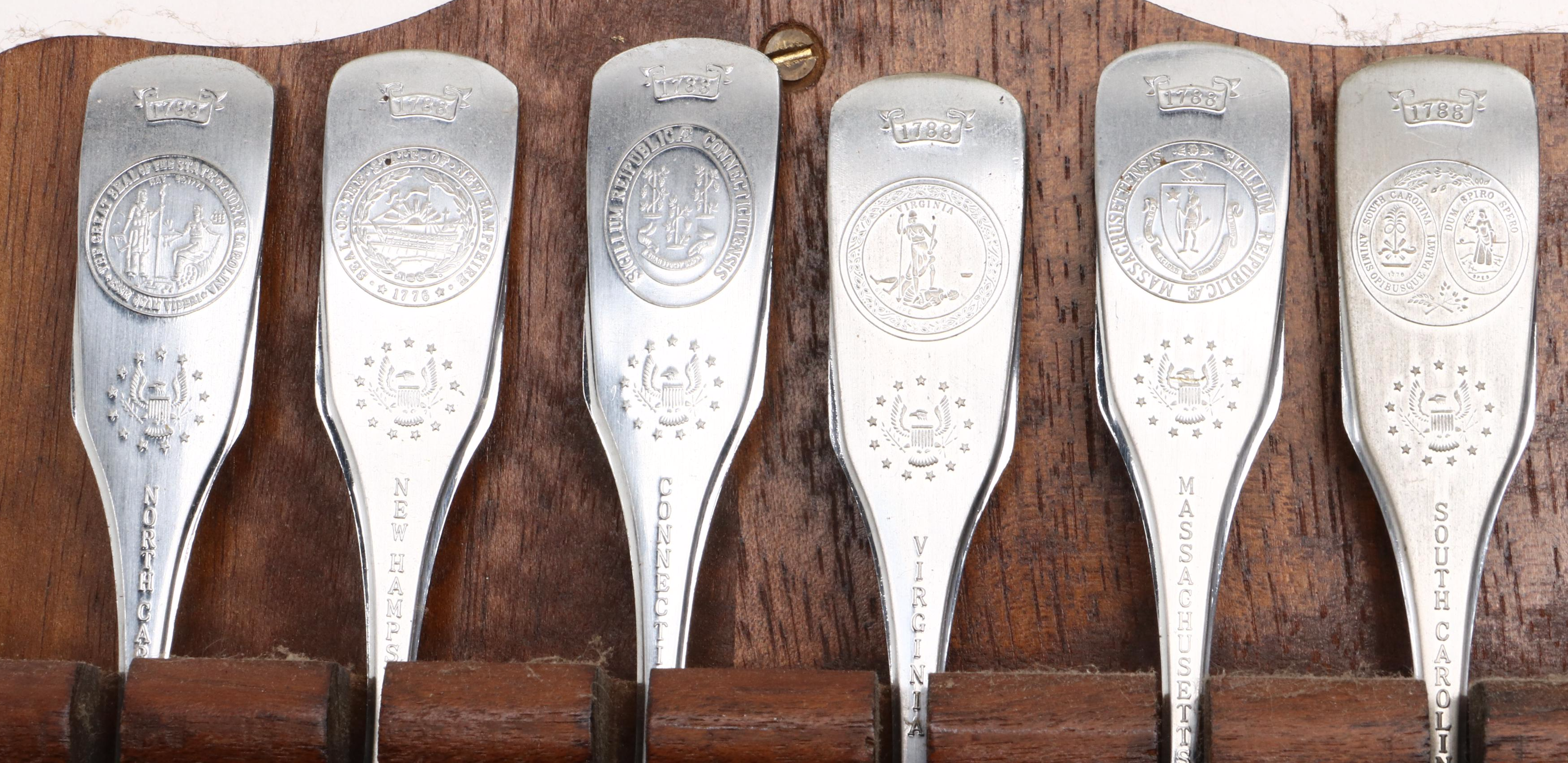 United Silver Co. United States Commemorative Spoons with Rack