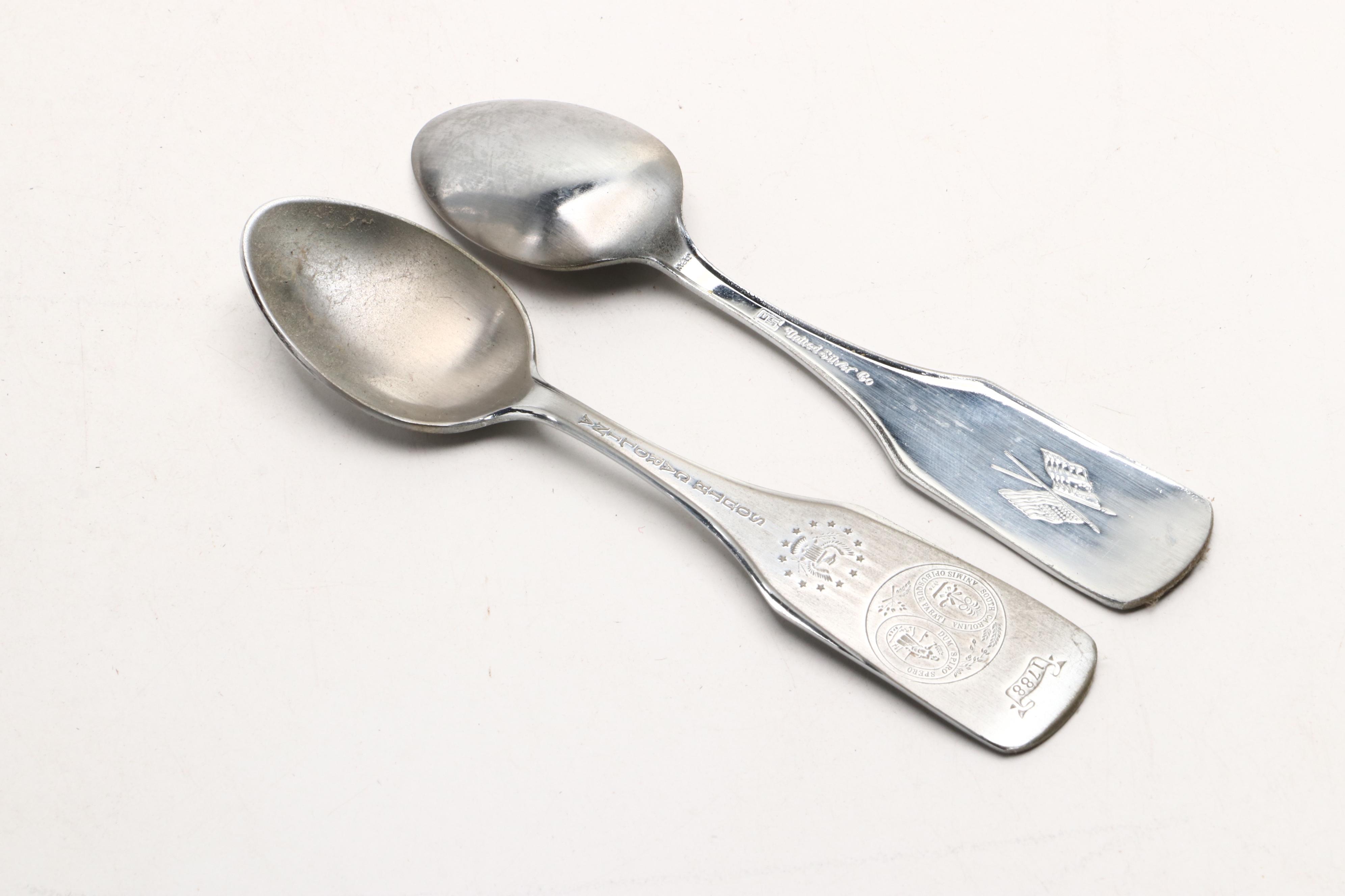 United Silver Co. United States Commemorative Spoons with Rack