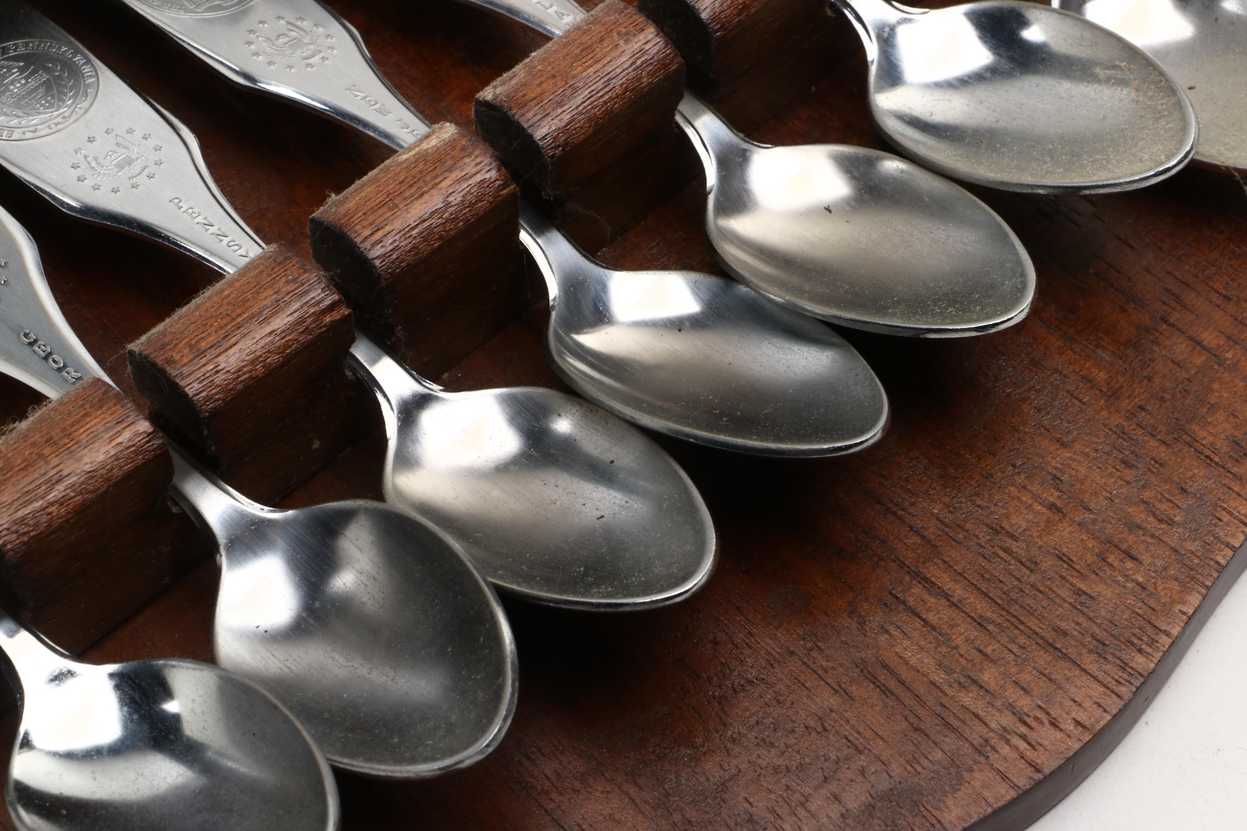 United Silver Co. United States Commemorative Spoons with Rack