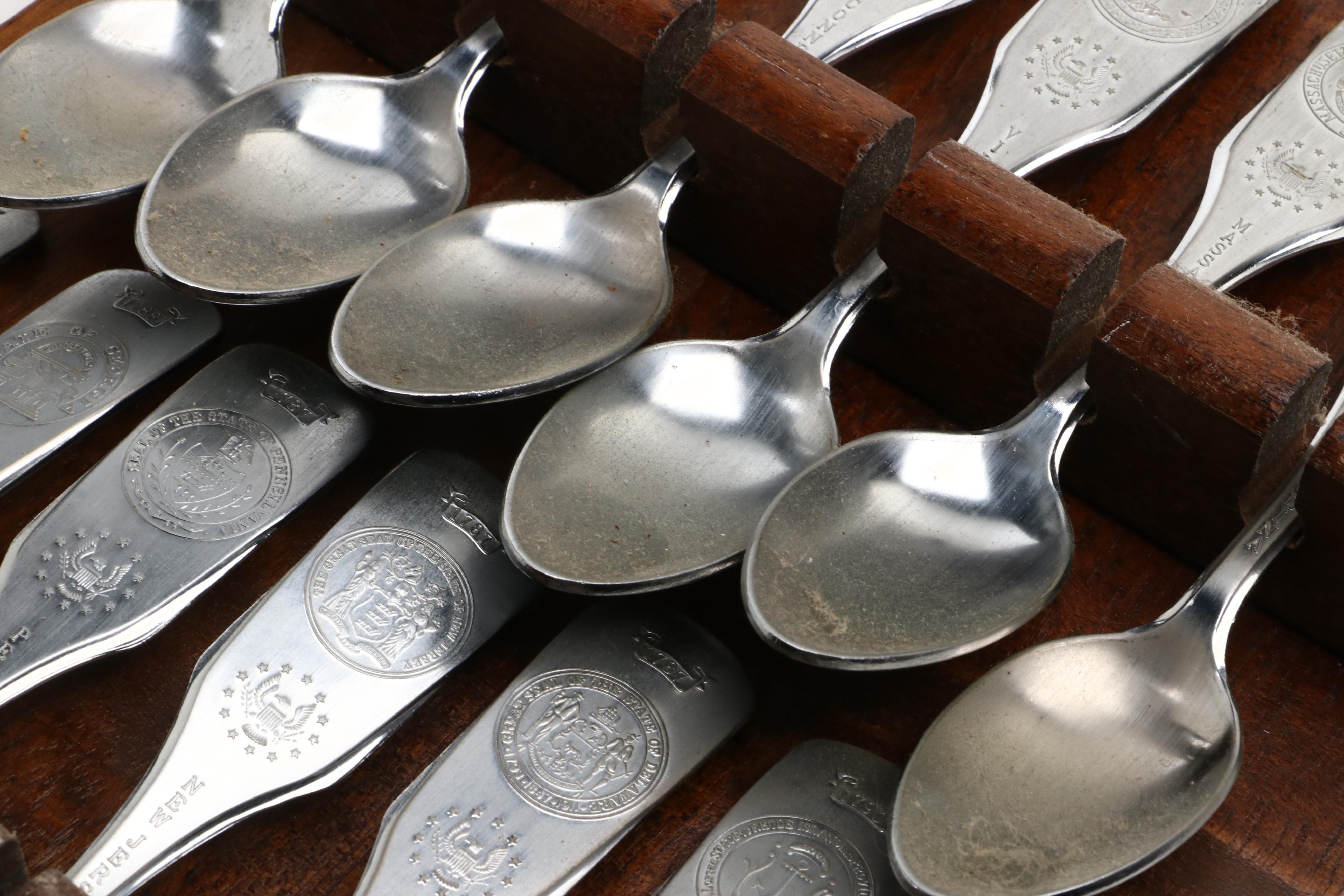 United Silver Co. United States Commemorative Spoons with Rack