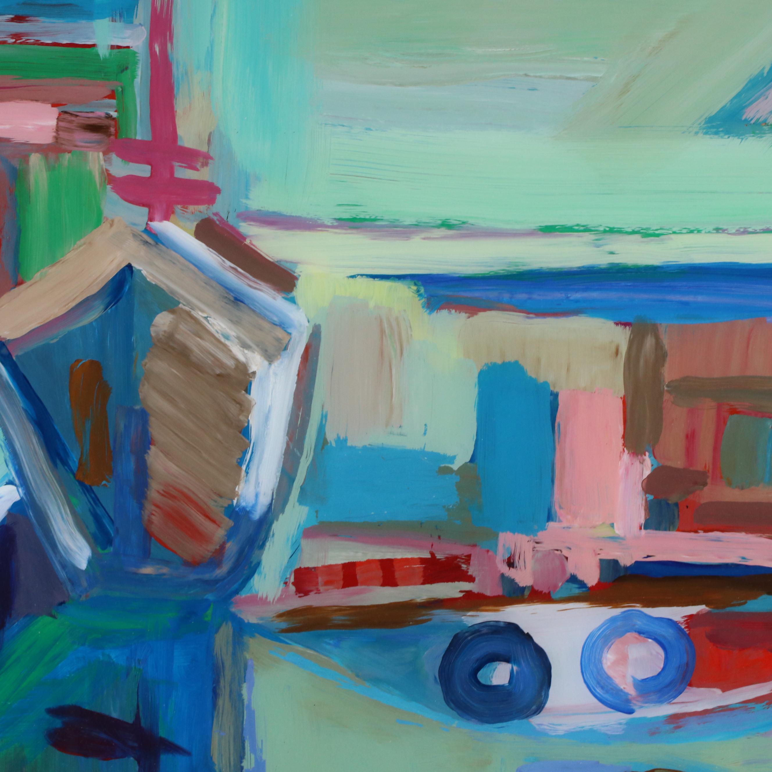 Konrad Juestel Modernist Geometric Oil Painting, 1976