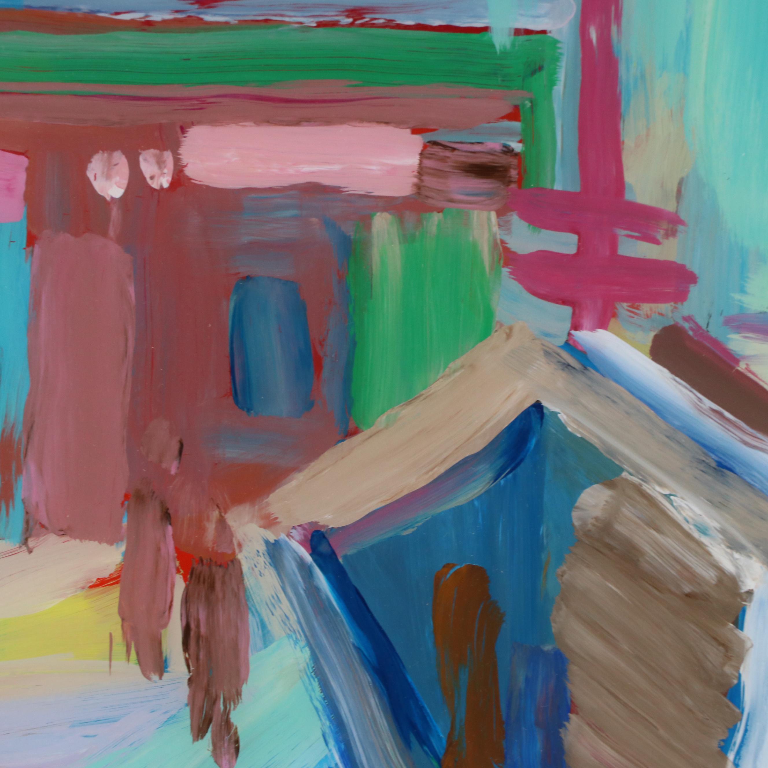 Konrad Juestel Modernist Geometric Oil Painting, 1976